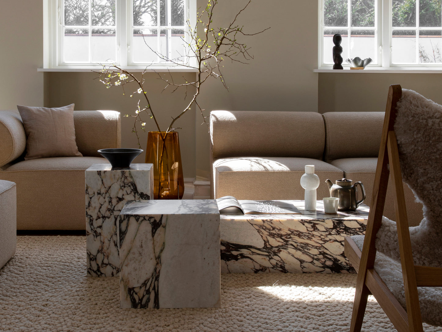 Marble Plinth Low - Calacatta Viola Marble - by Menu
