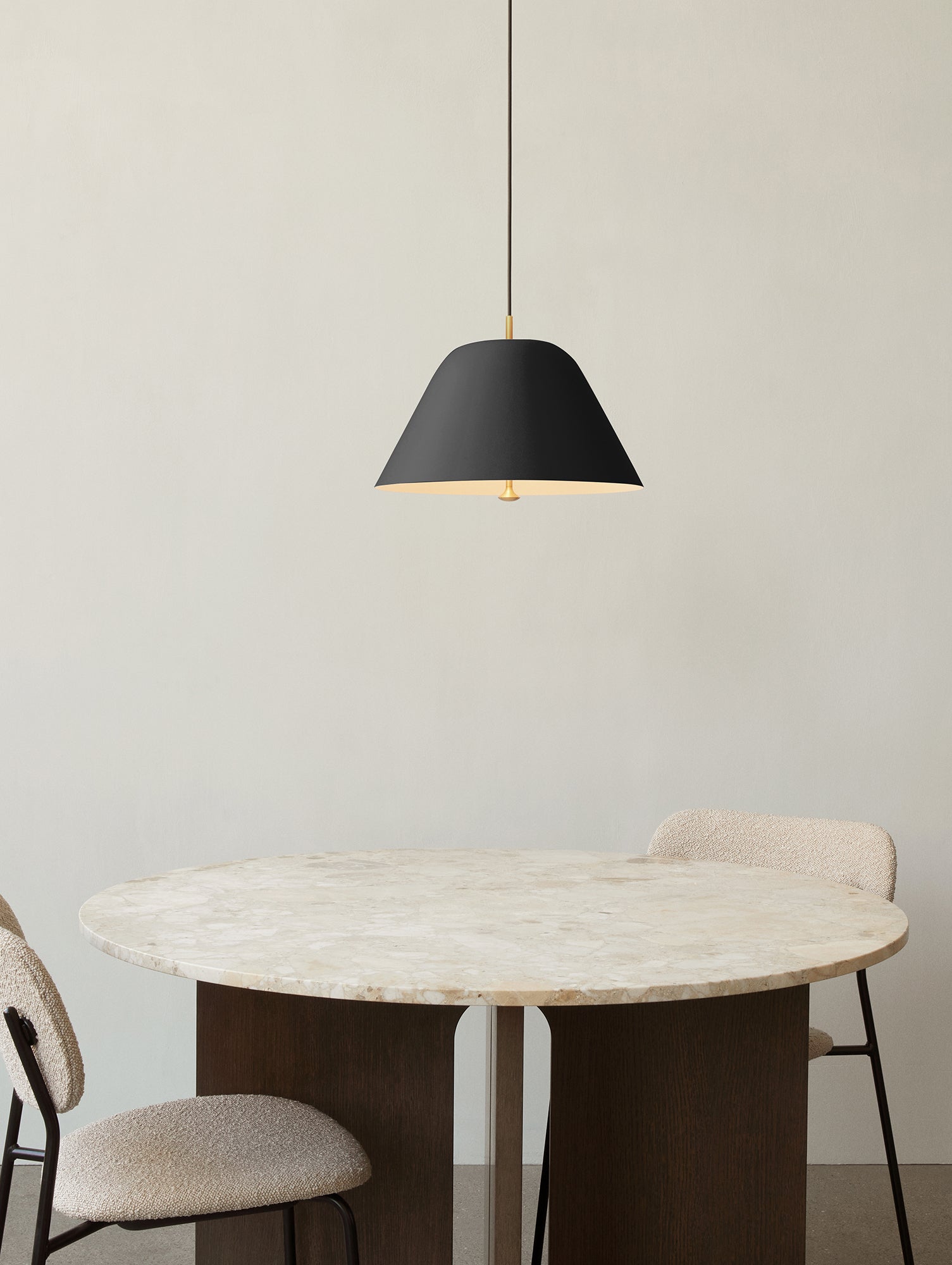 Androgyne Dining Table (Marble Edition) by Menu - Kunis Breccia Stone Top / Dark Oak Veneer Base