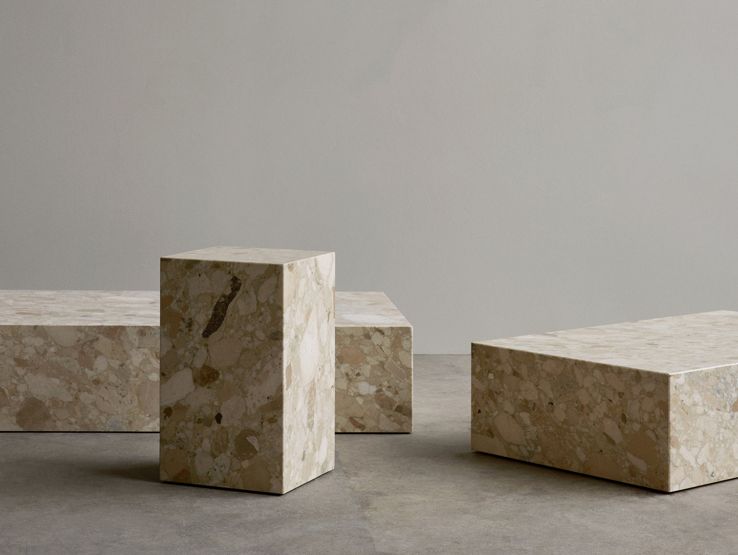 Marble Plinth Low - Sand Kunis Breccia Marble - by Menu