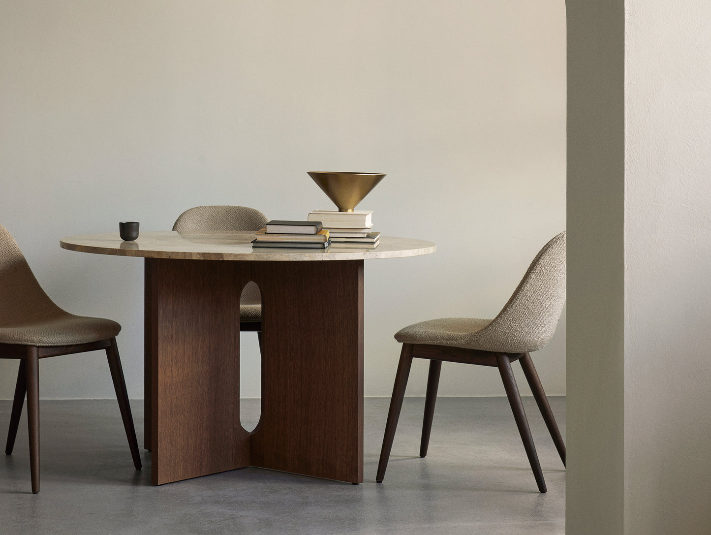 Androgyne Dining Table (Marble Edition) by Menu - Kunis Breccia Stone Top / Dark Oak Veneer Base