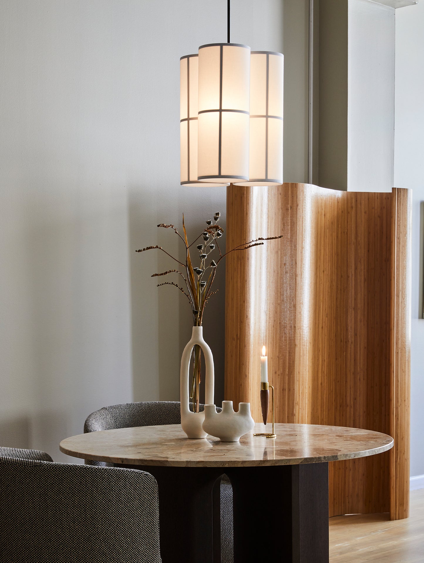 Androgyne Dining Table (Marble Edition) by Menu - Kunis Breccia Stone Top / Dark Oak Veneer Base