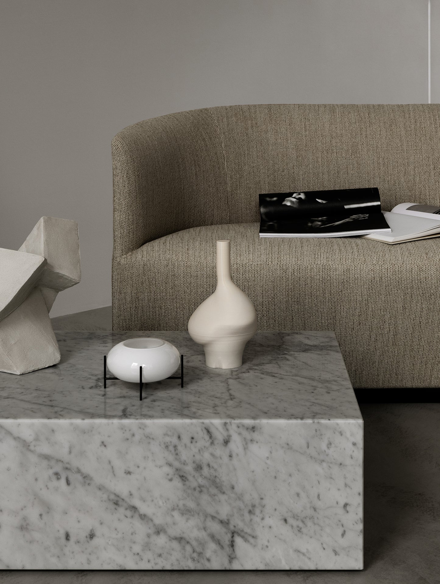 Marble Plinth Low - Carrara Marble - by Menu