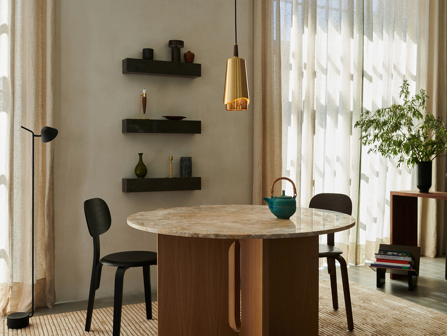 Androgyne Dining Table (Marble Edition) by Menu - Kunis Breccia Stone Top / Natural Oak Veneer Base