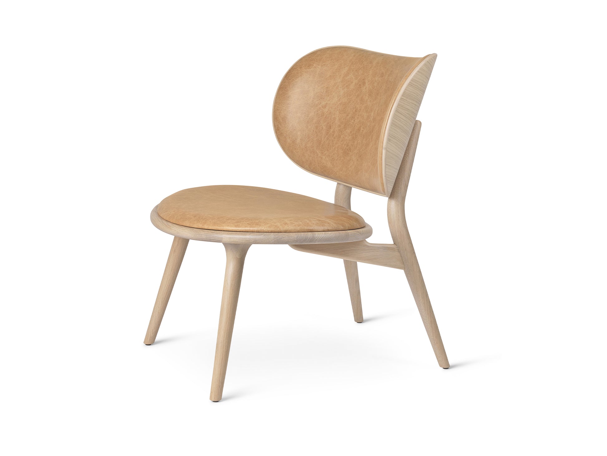 The Lounge Chair by Mater - Matt Lacquered Oak Base / Natural Tanned Leather Seat