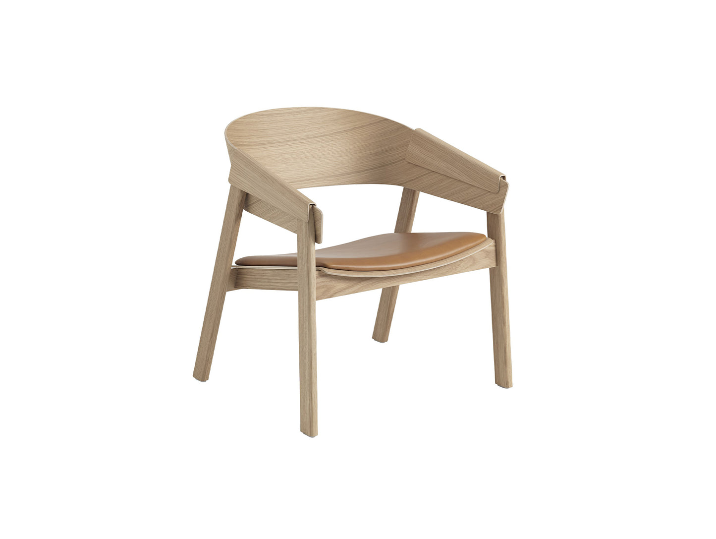 Cover Lounge Chair Upholstered by Muuto - Natural Oak / Cognac Silk Leather