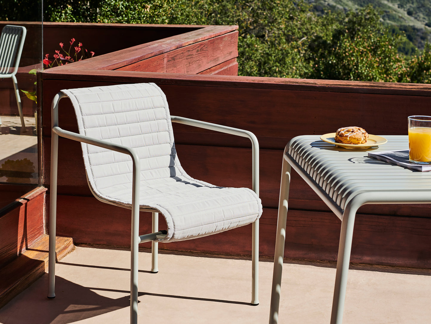 HAY Palissade Dining Armchair - Sky Grey with Quilted Cushion