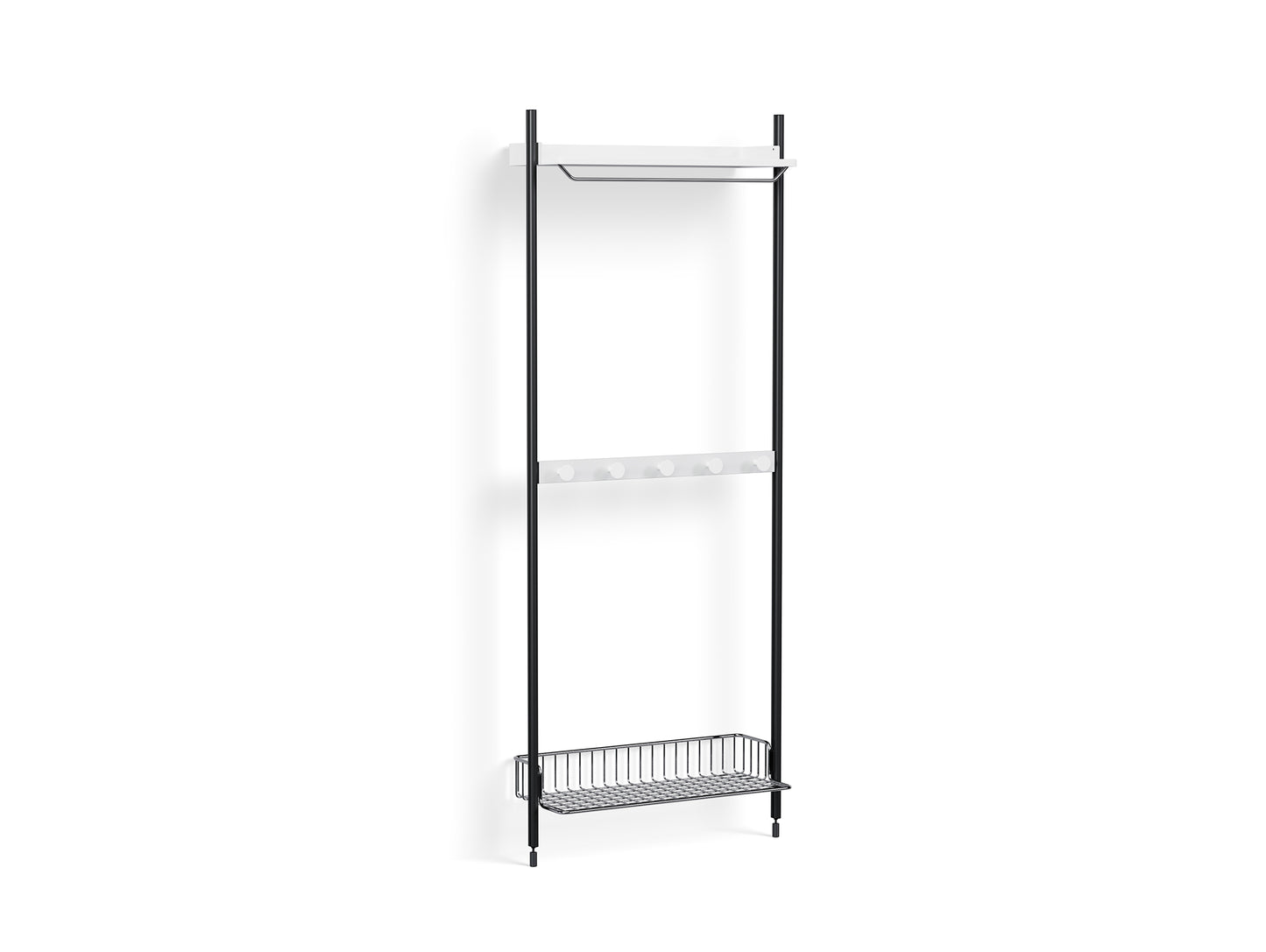 Pier System 1041 by HAY - Black Anodised Aluminium Uprights / PS White with Chromed Wire Shelf