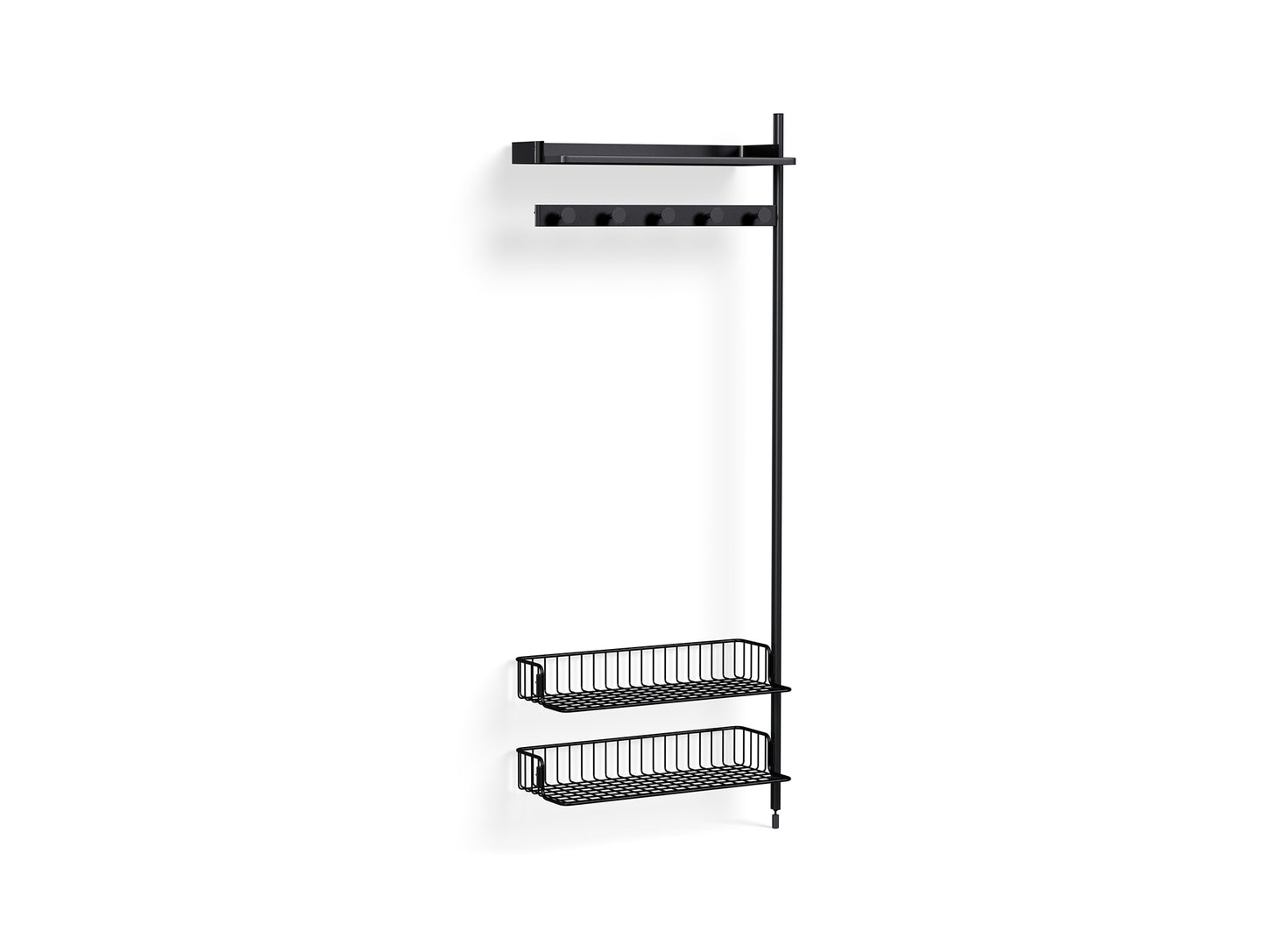 Pier System 1050 Add-ons by HAY -Black Anodised Aluminium Uprights / PS Black with Anthracite Wire Shelf
