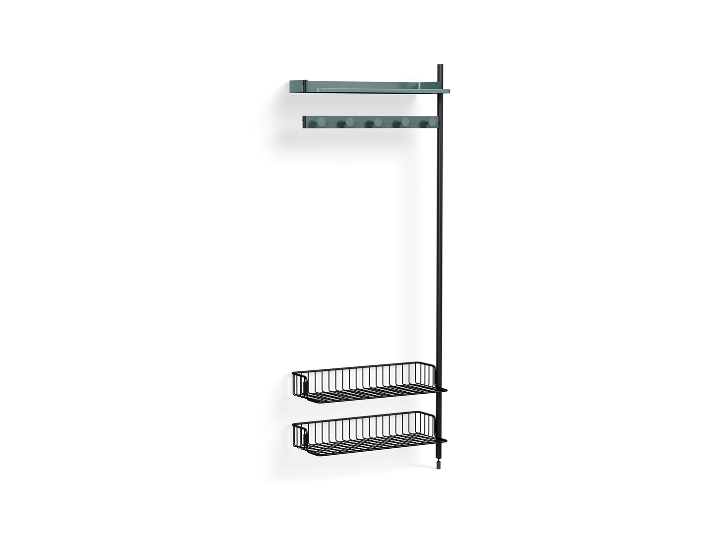 Pier System 1050 Add-ons by HAY - Black Anodised Aluminium Uprights / PS Blue with Anthracite Wire Shelf
