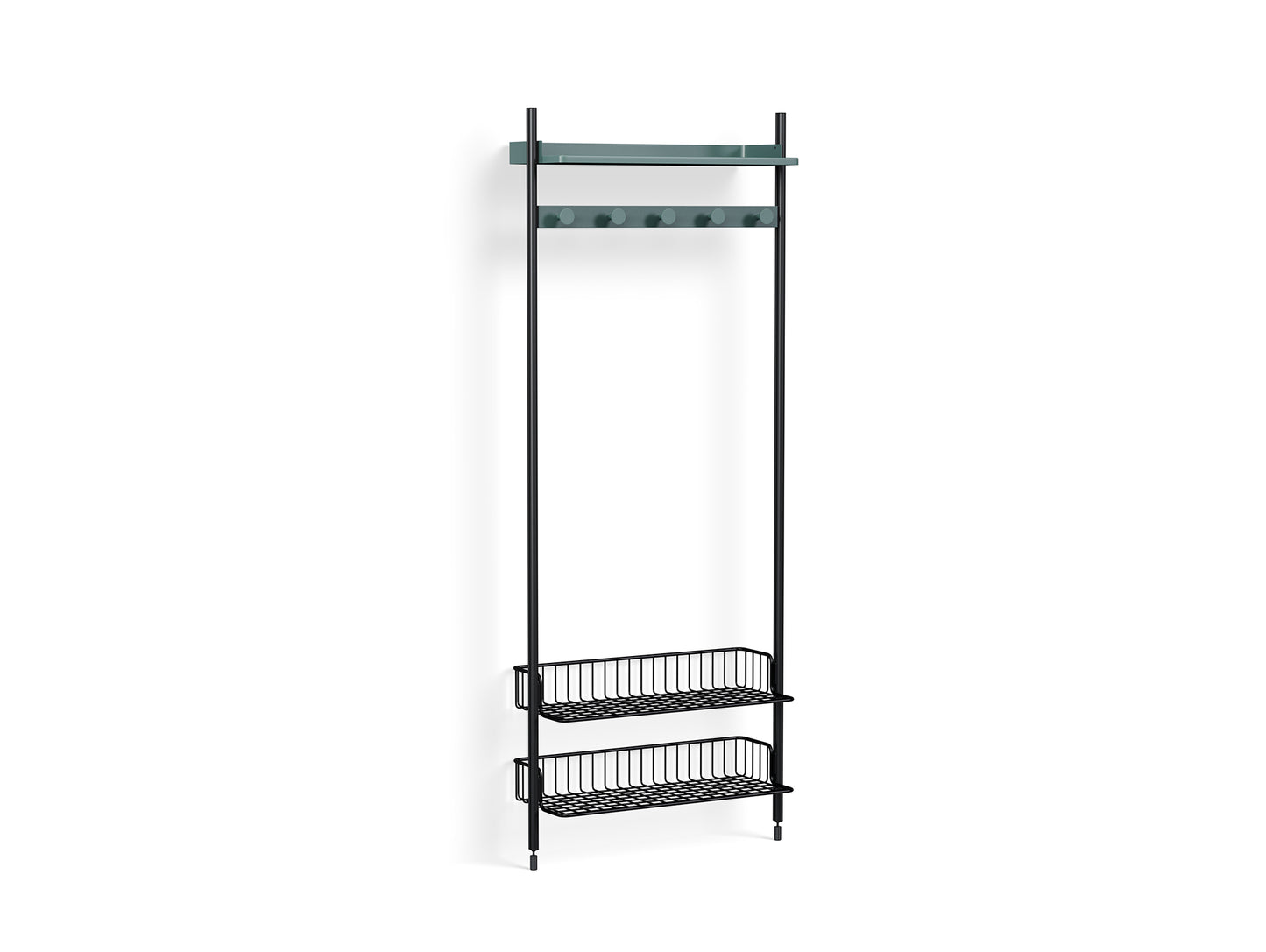 Pier System 1051 by HAY - Black Anodised Aluminium Uprights / PS Blue with Anthracite Wire Shelf