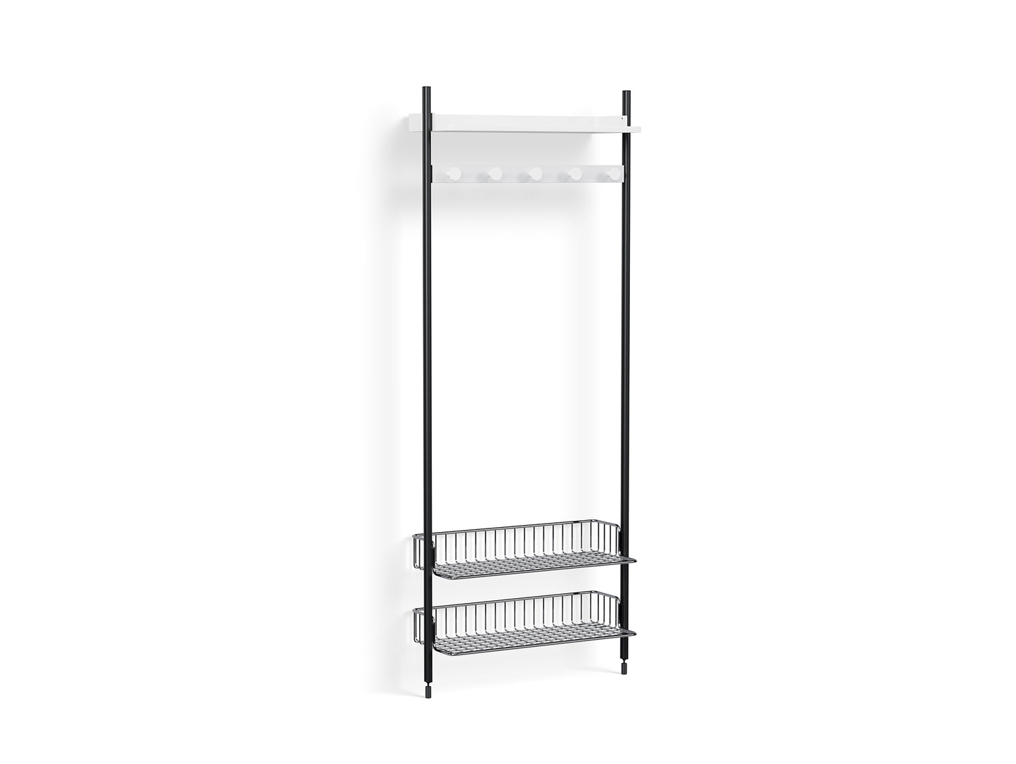 Pier System 1051 by HAY - Black Anodised Aluminium Uprights / PS White with Chromed Wire Shelf