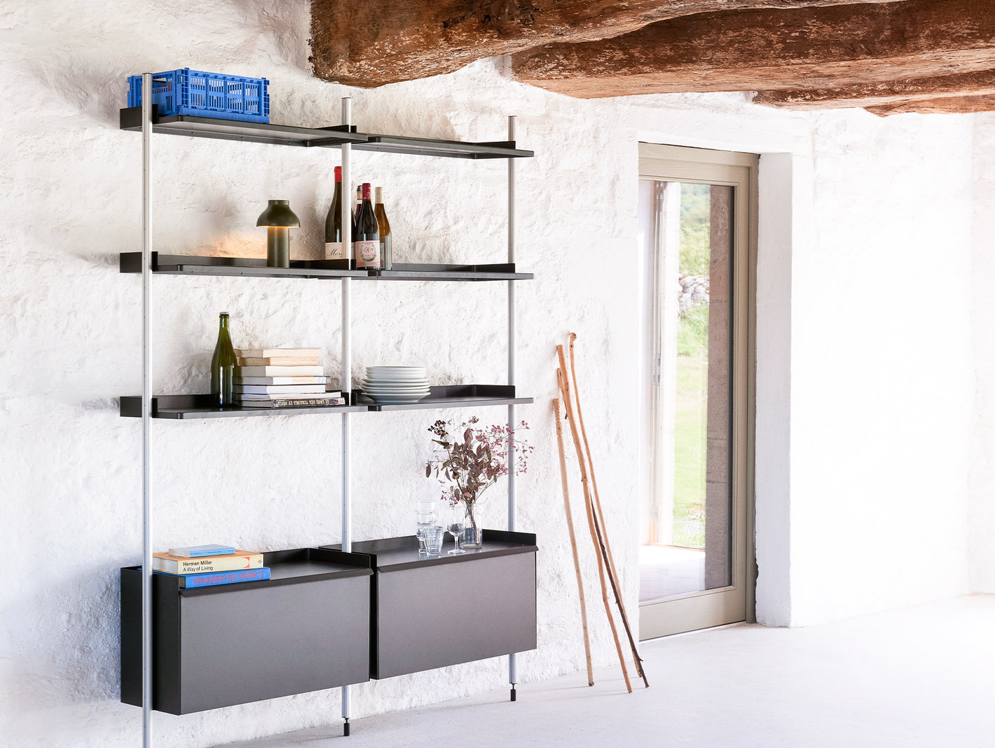 Pier System 132 by HAY - Clear Anodised Aluminium Uprights / PS Black