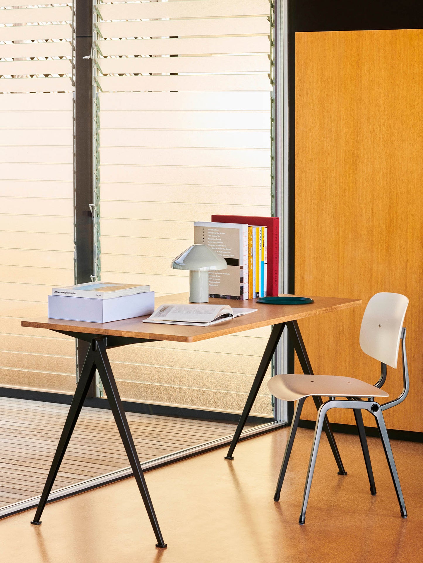 Pyramid Table 01 by HAY - Clear Lacquered Oak / Black Frame