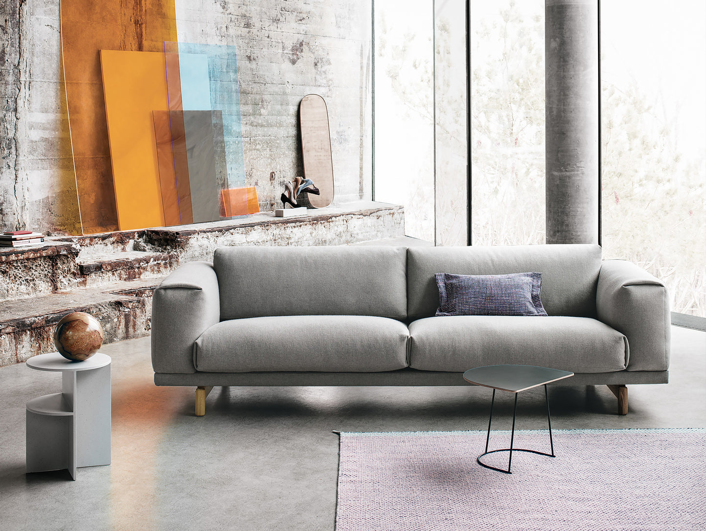 Muuto Rest 3 Seat Sofa, Hallingdal 123 Fabric, Oak Legs