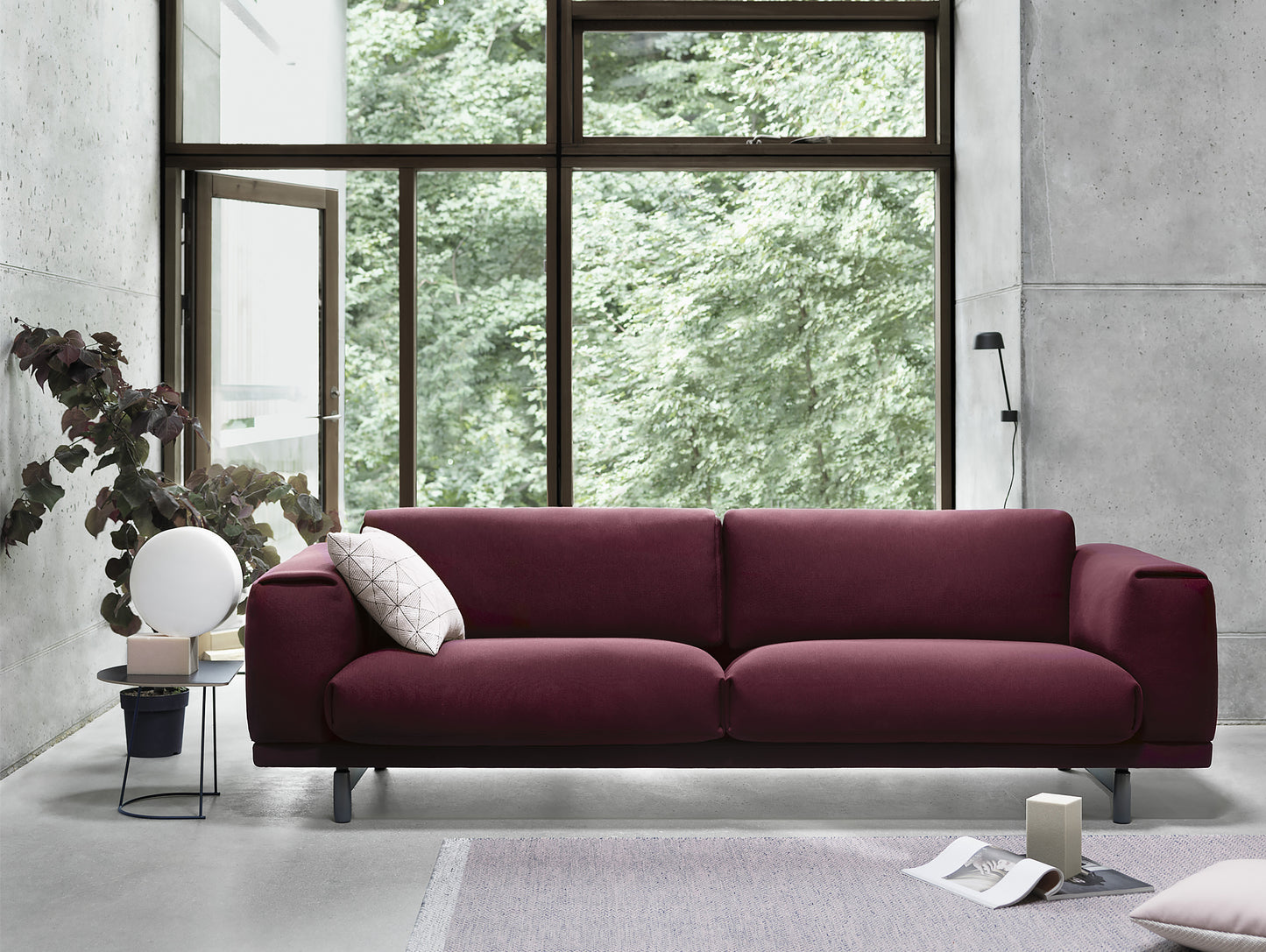 Muuto Rest 3 Seat Sofa, Pitch Fabric, Dark Grey Legs