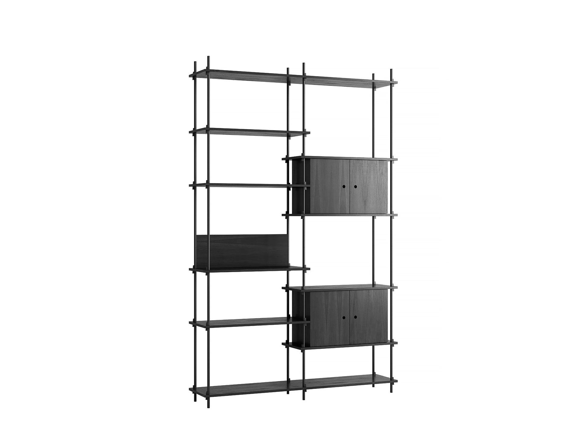Moebe Shelving System - S.255.2.C Set in Black / Black Painted Oak