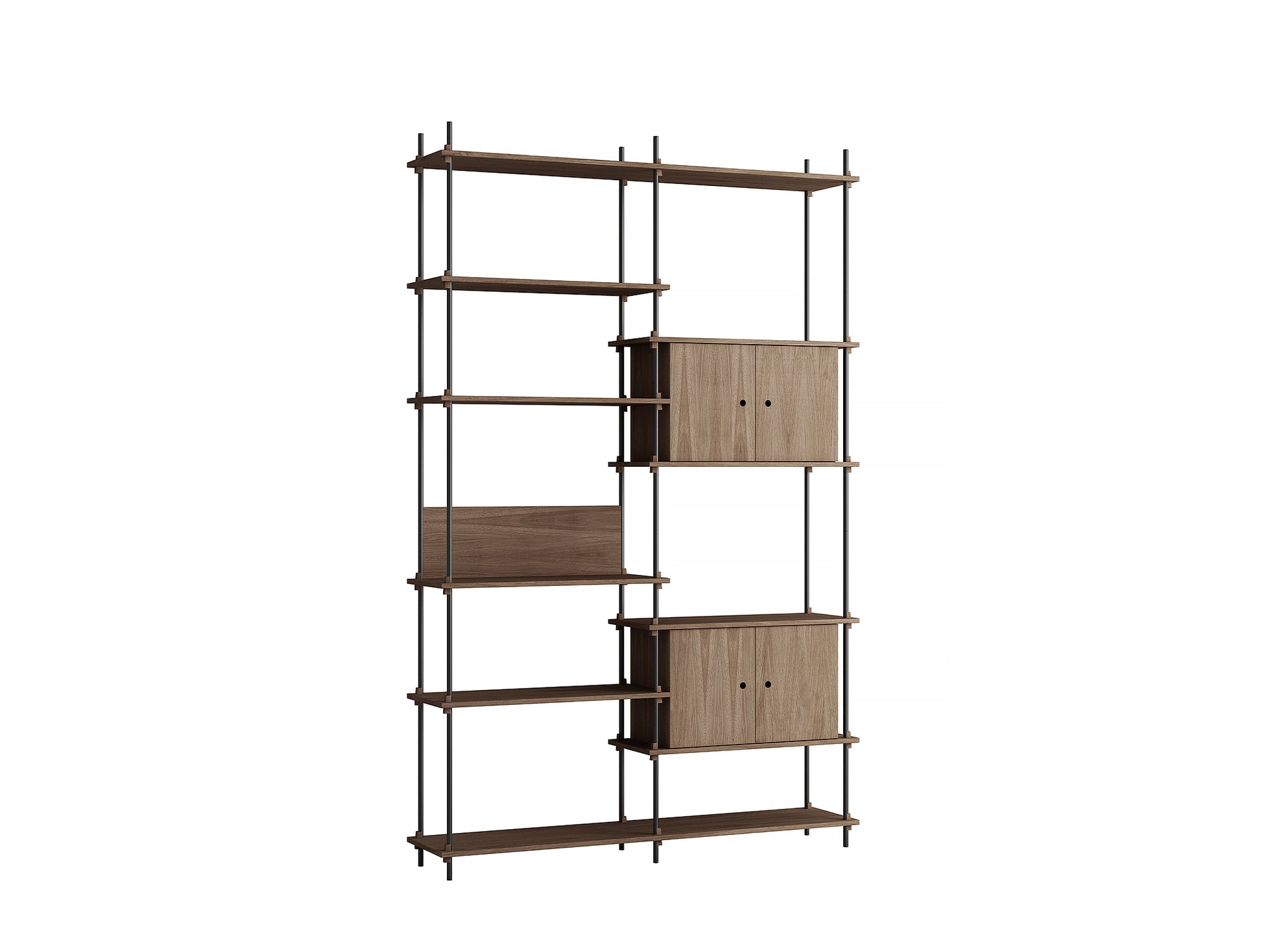 Moebe Shelving System - S.255.2.C Set in Black / Smoked Oak