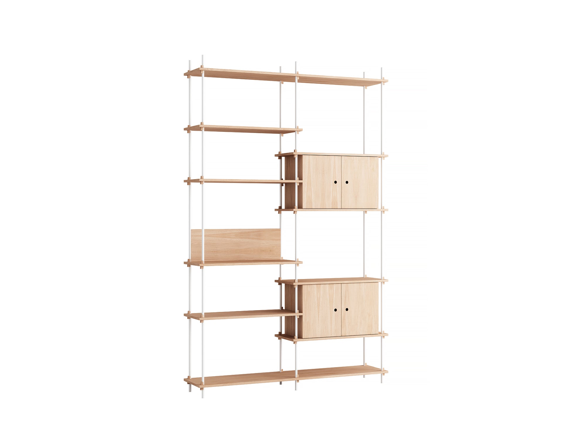 Moebe Shelving System - S.255.2.C Set in White / Oiled Oak