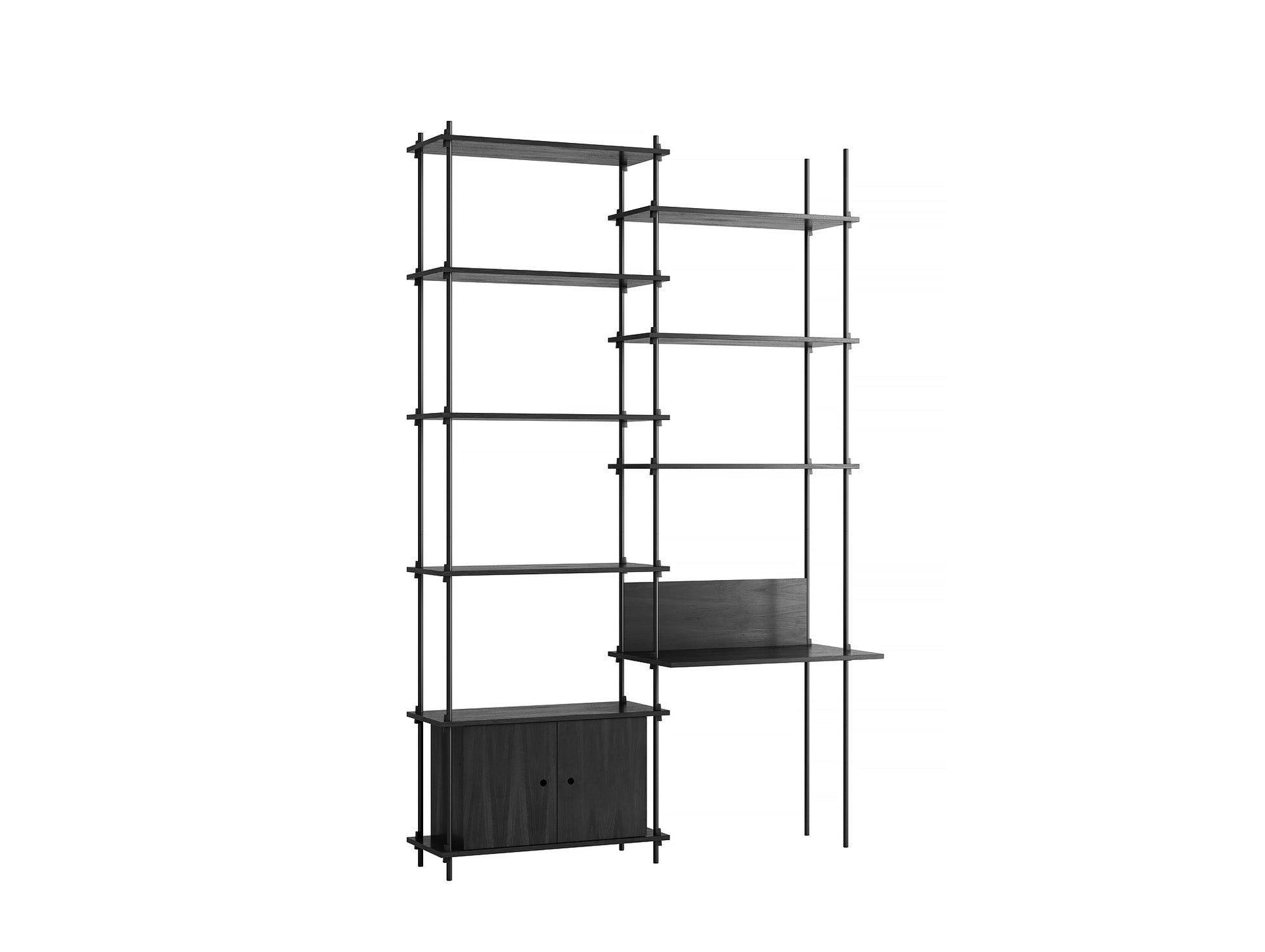 Moebe Shelving System - S.255.2.E Set in Black / Black Painted Oak