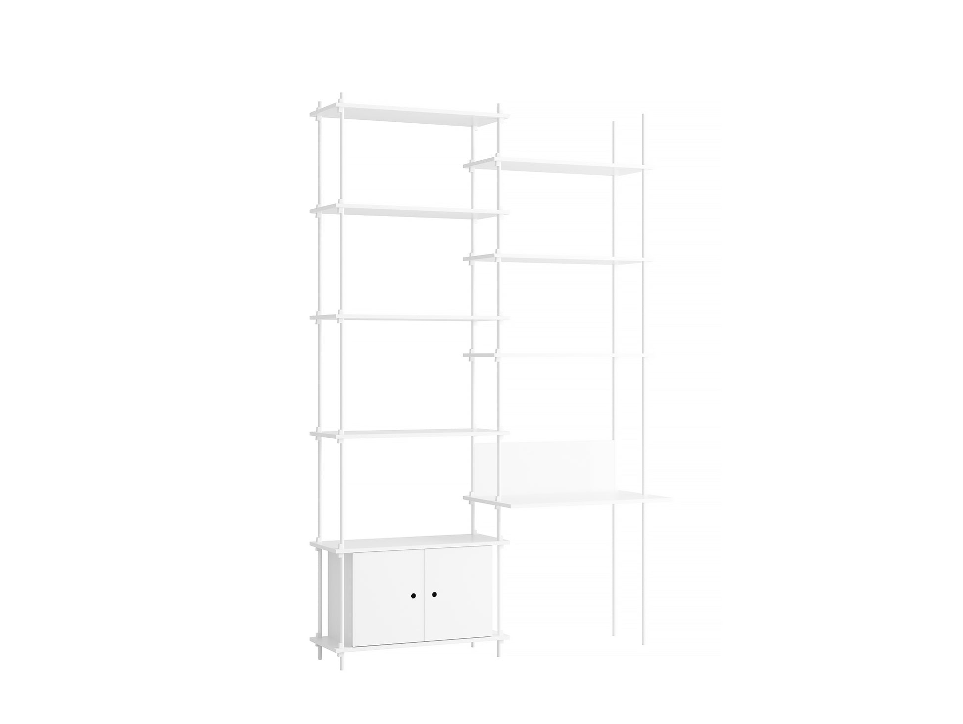 Moebe Shelving System - S.255.2.E Set in White / White Lacquered Finish