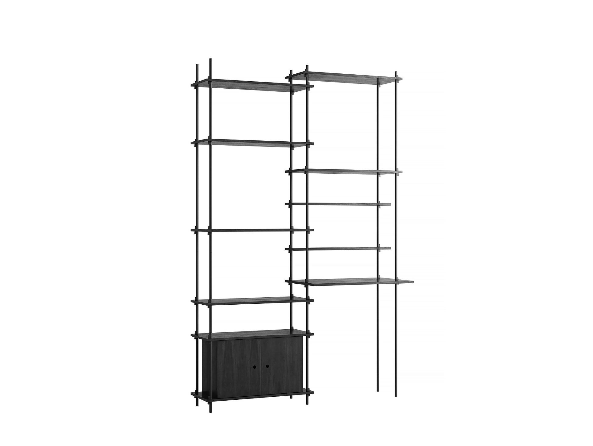 Moebe Shelving System - S.255.2.F Set in Black / Black Painted Oak