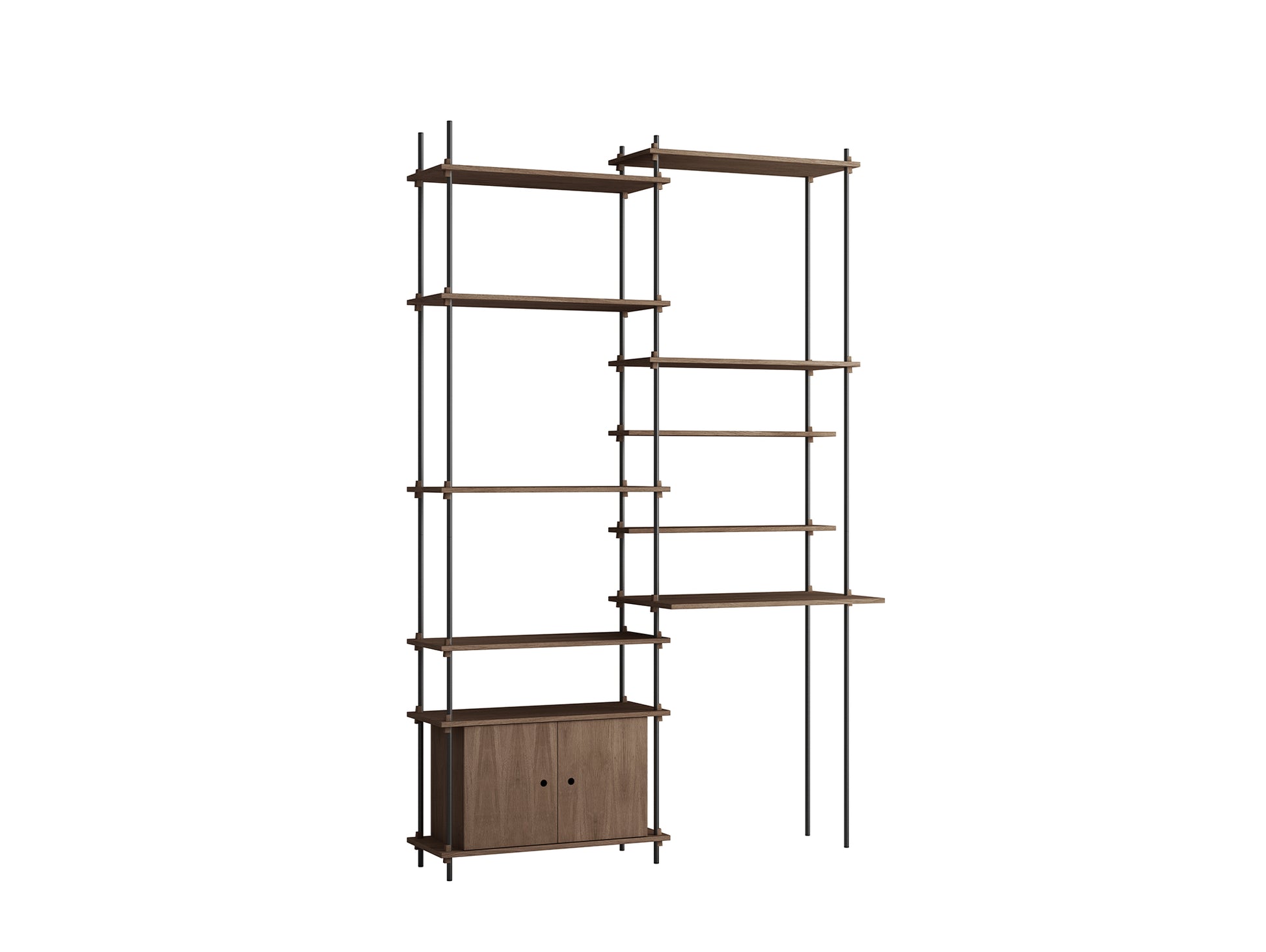 Moebe Shelving System - S.255.2.F Set in Black / Smoked Oak