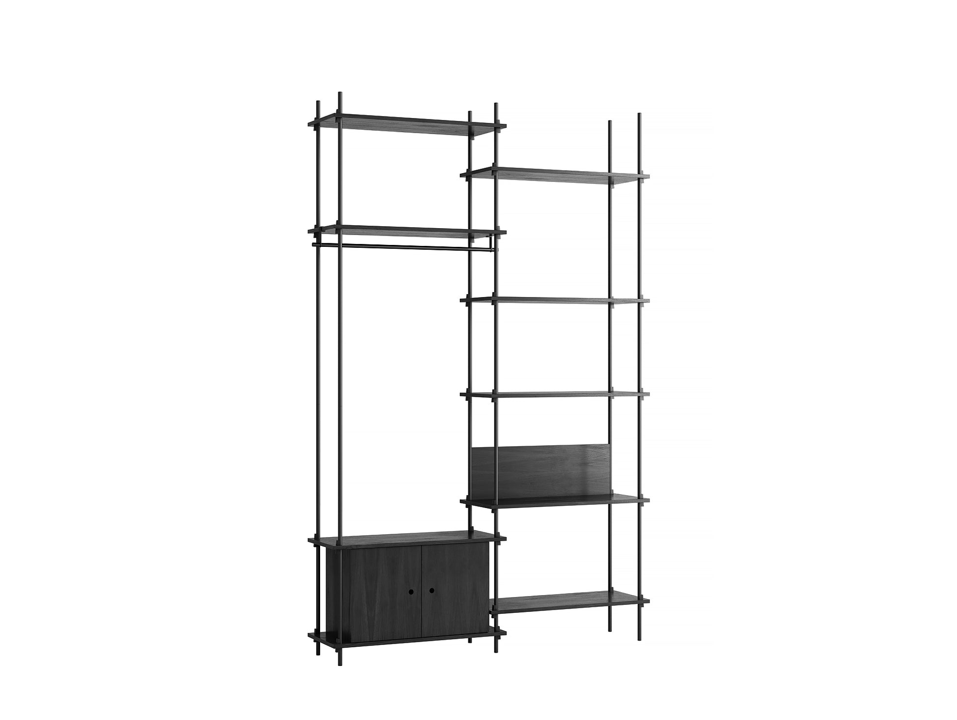 Moebe Shelving System - S.255.2.G Set in Black / Black Painted Oak