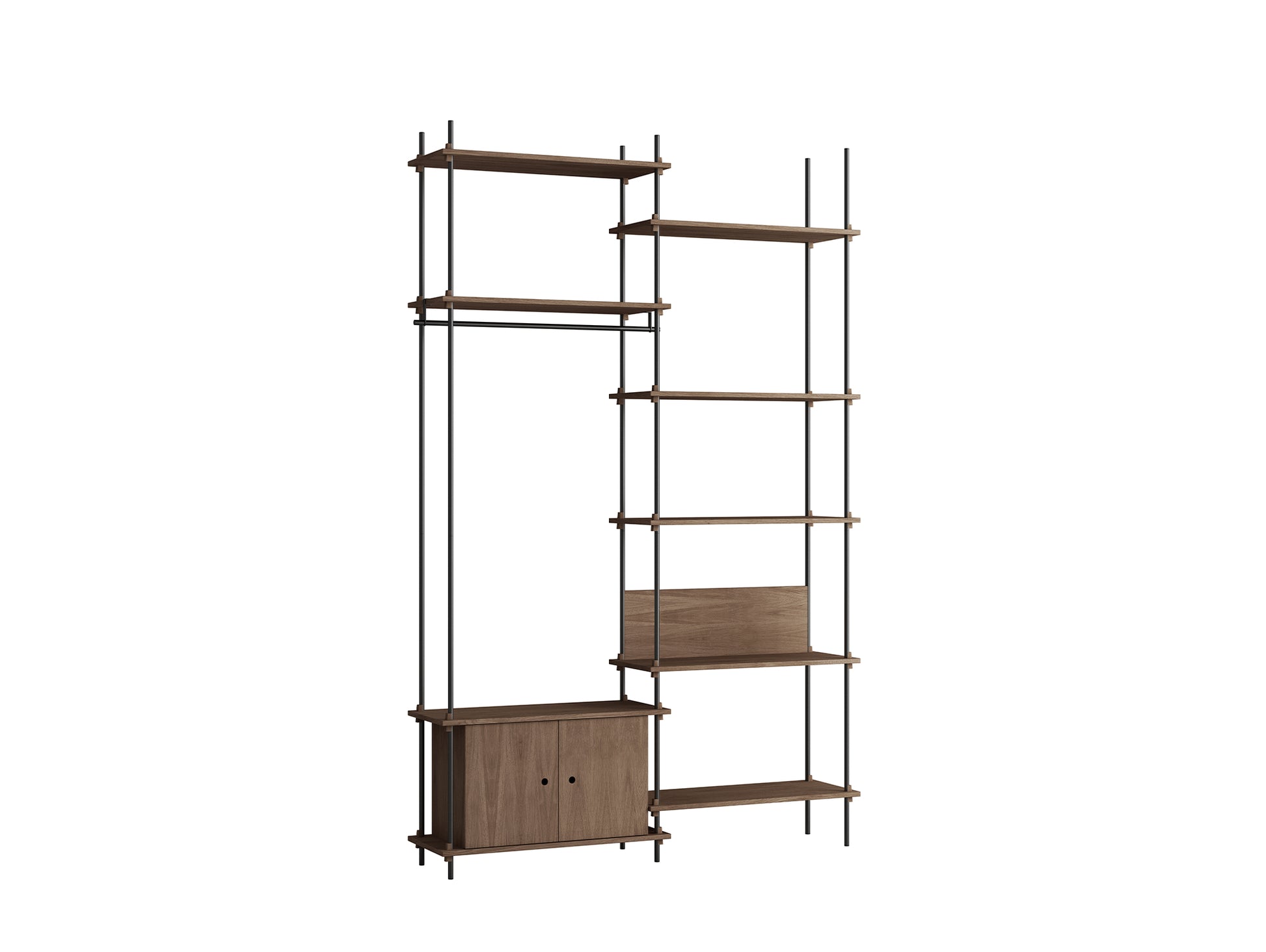 Moebe Shelving System - S.255.2.G Set in Black / Smoked Oak