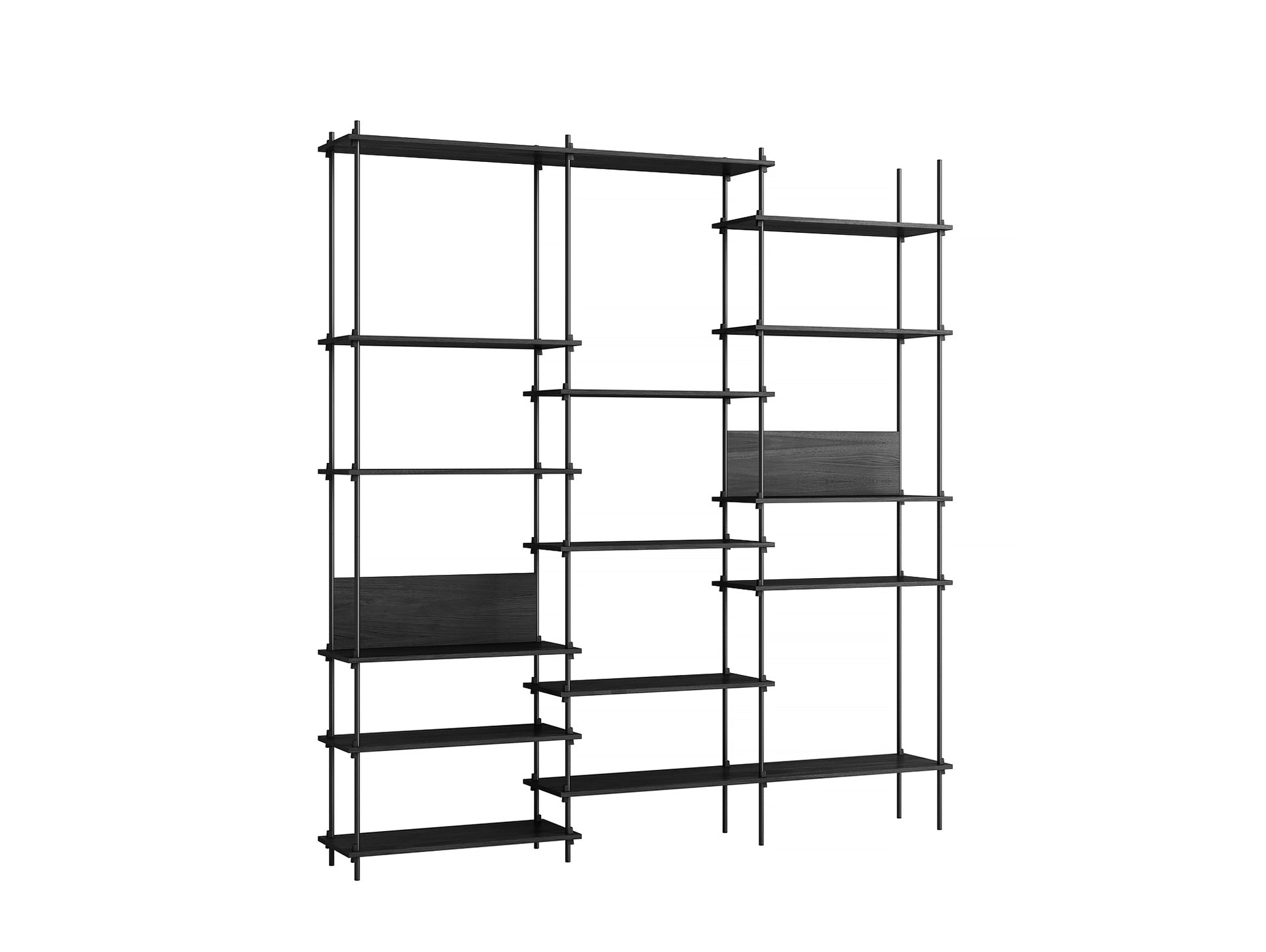 Moebe Shelving System - S.255.3.A Set in Black / Black Painted Oak