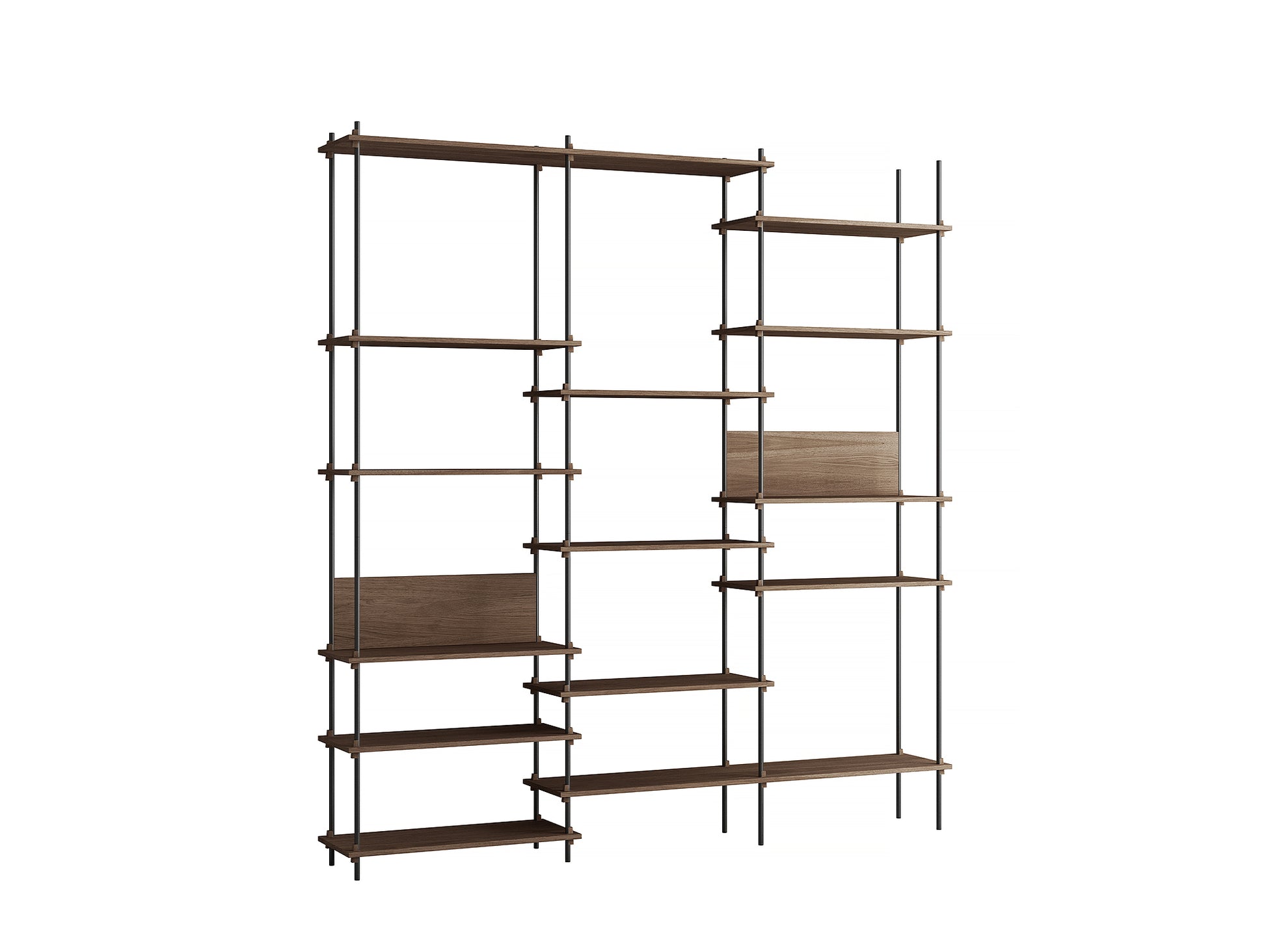 Moebe Shelving System - S.255.3.A Set in Black / Smoked Oak