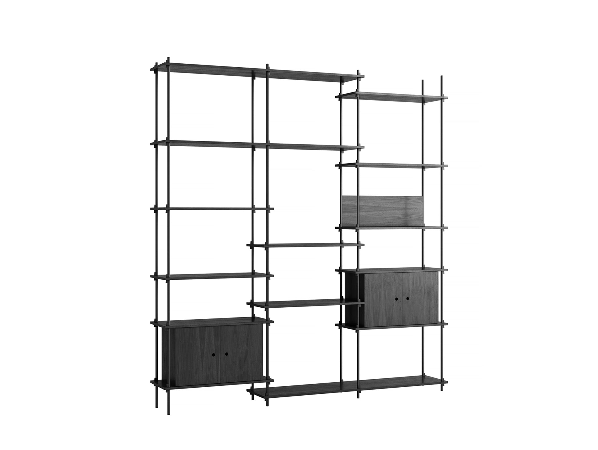 Moebe Shelving System - S.255.3.B Set in Black / Black Painted Oak