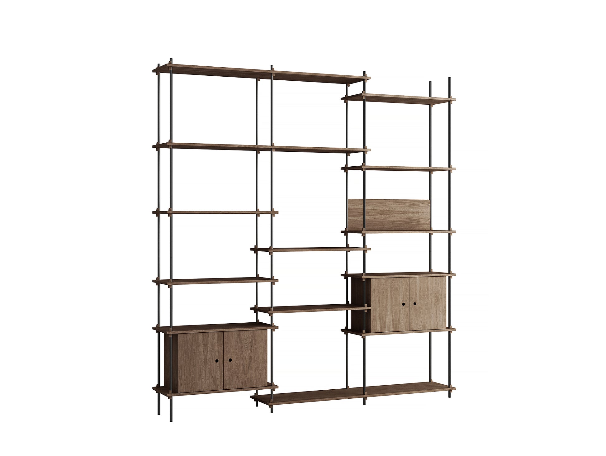 Moebe Shelving System - S.255.3.B Set in Black / Smoked Oak