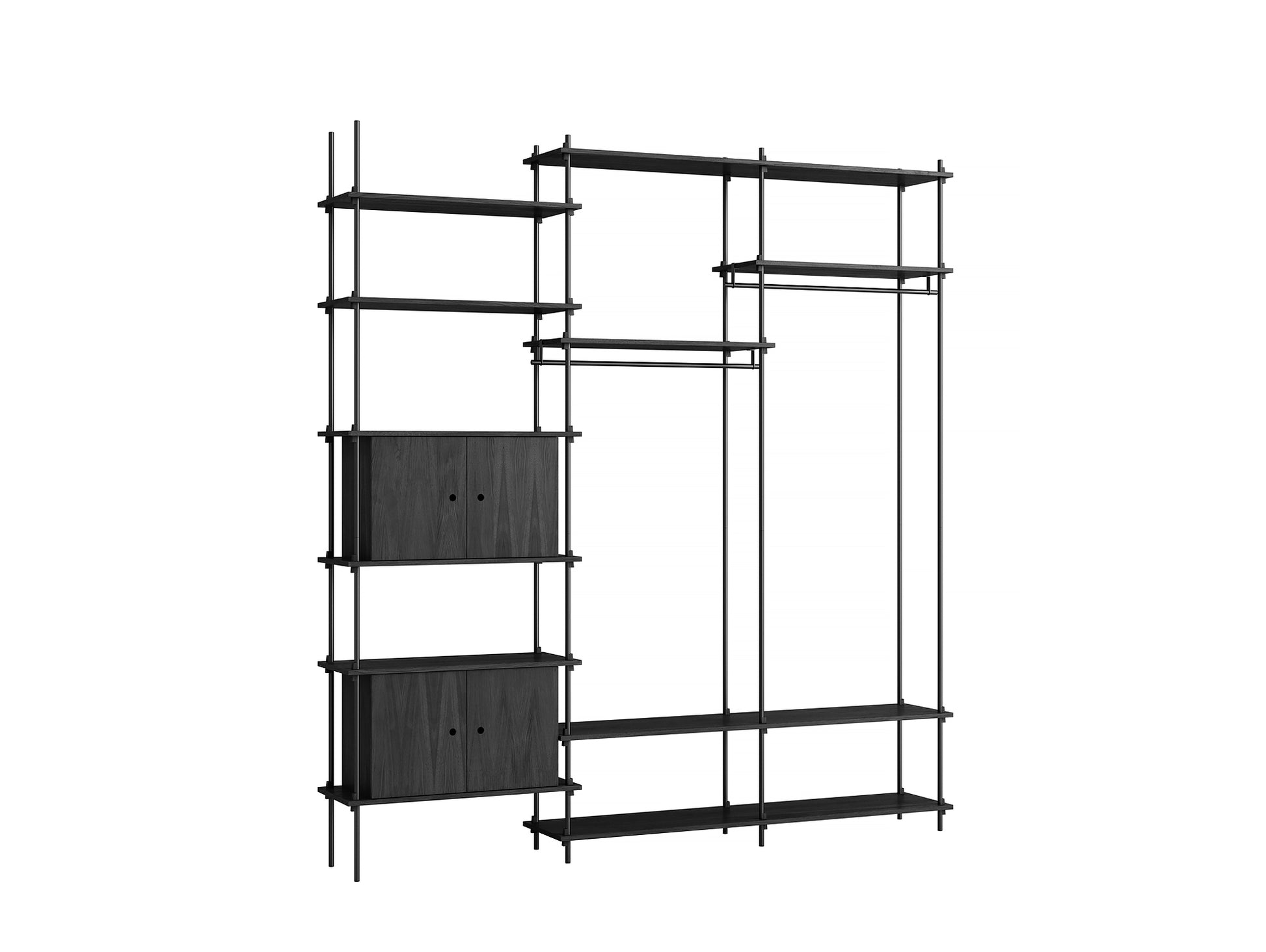 Moebe Shelving System - S.255.3.C Set in Black / Black Painted Oak