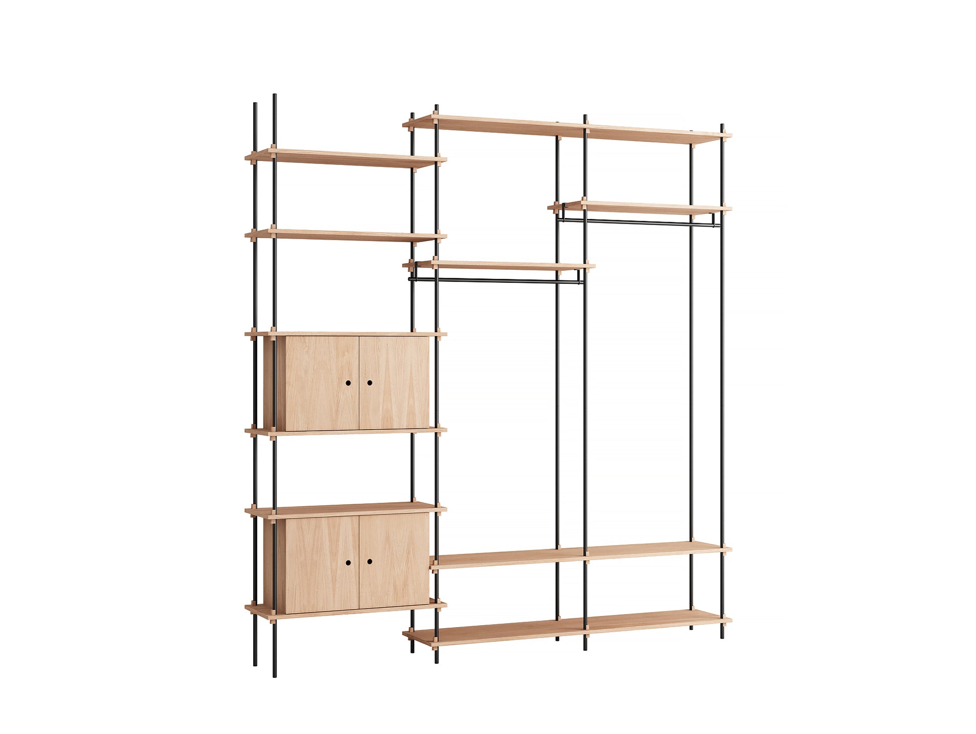 Moebe Shelving System - S.255.3.C Set in Black / Oiled Oak