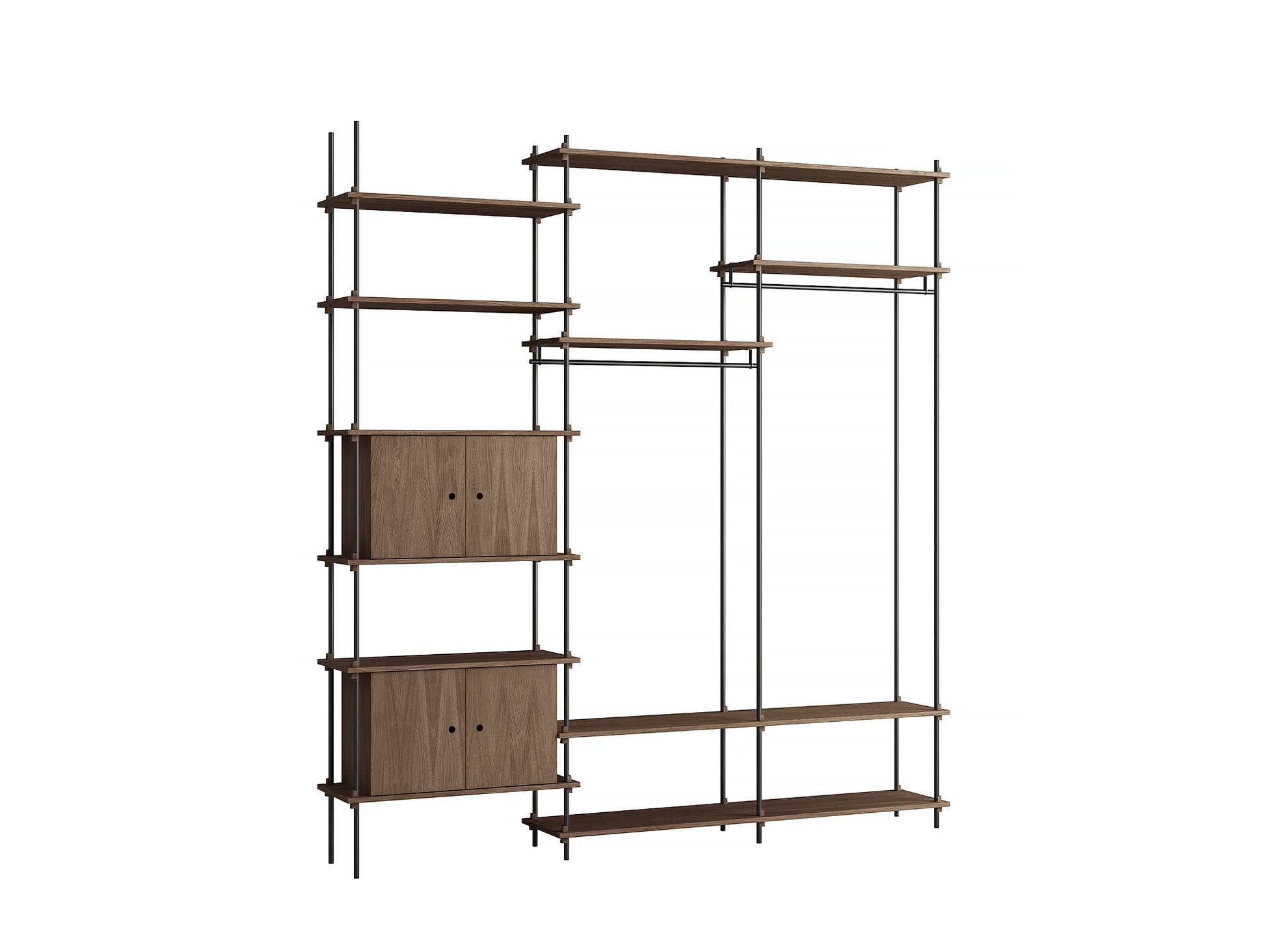 Moebe Shelving System - S.255.3.C Set in Black / Smoked Oak
