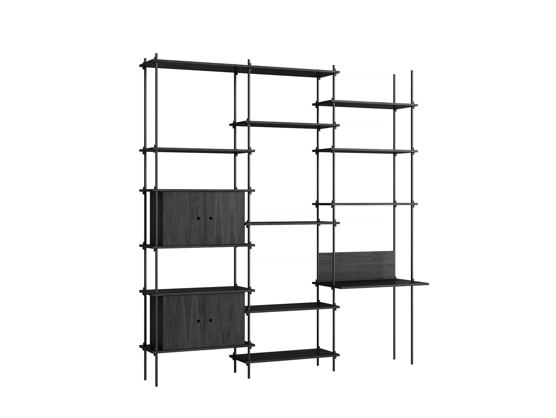 Moebe Shelving System - S.255.3.D Set in Black / Black Painted Oak