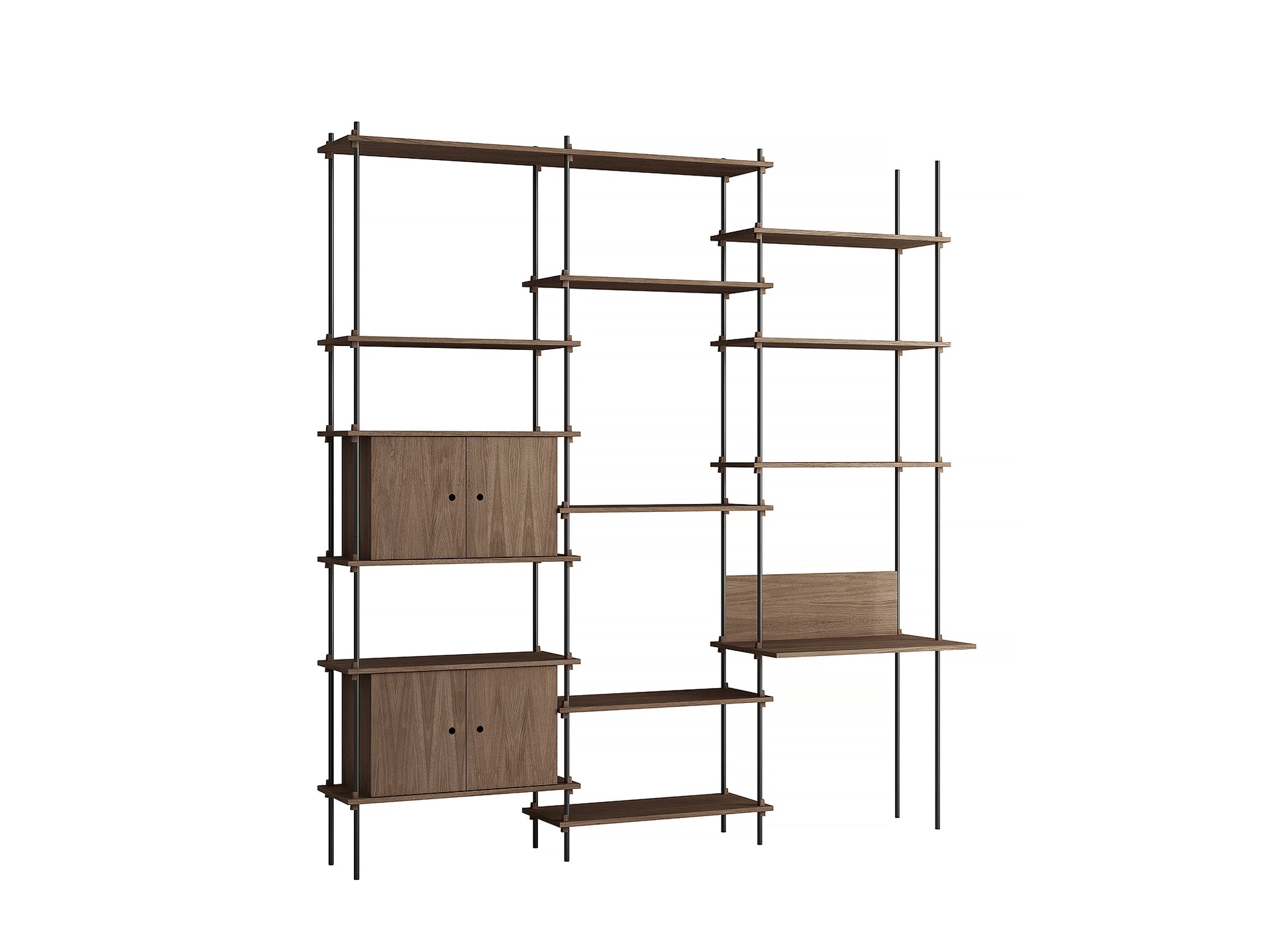 Moebe Shelving System - S.255.3.D Set in Black / Smoked Oak