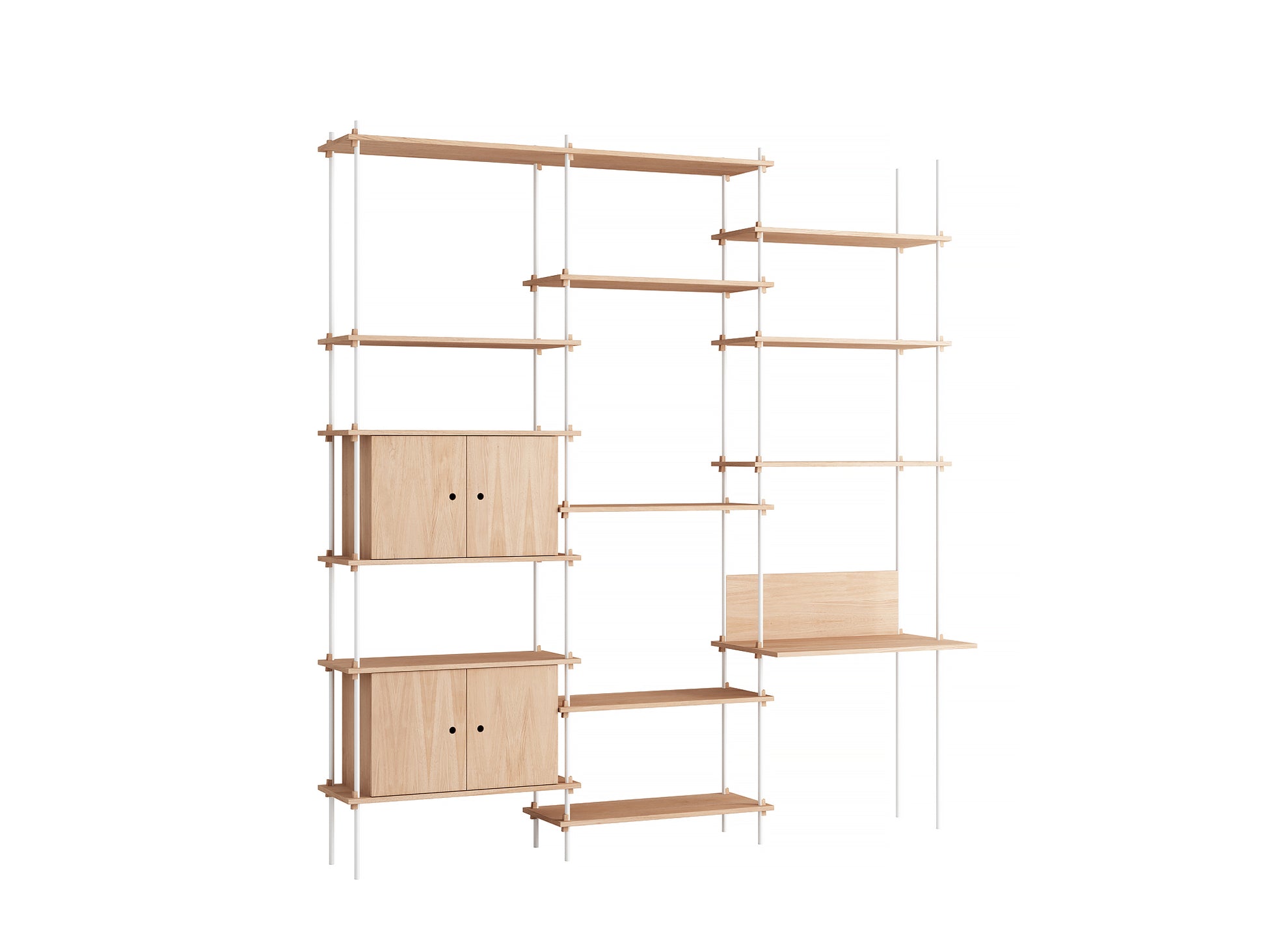 Moebe Shelving System - S.255.3.D Set in White / Oiled Oak