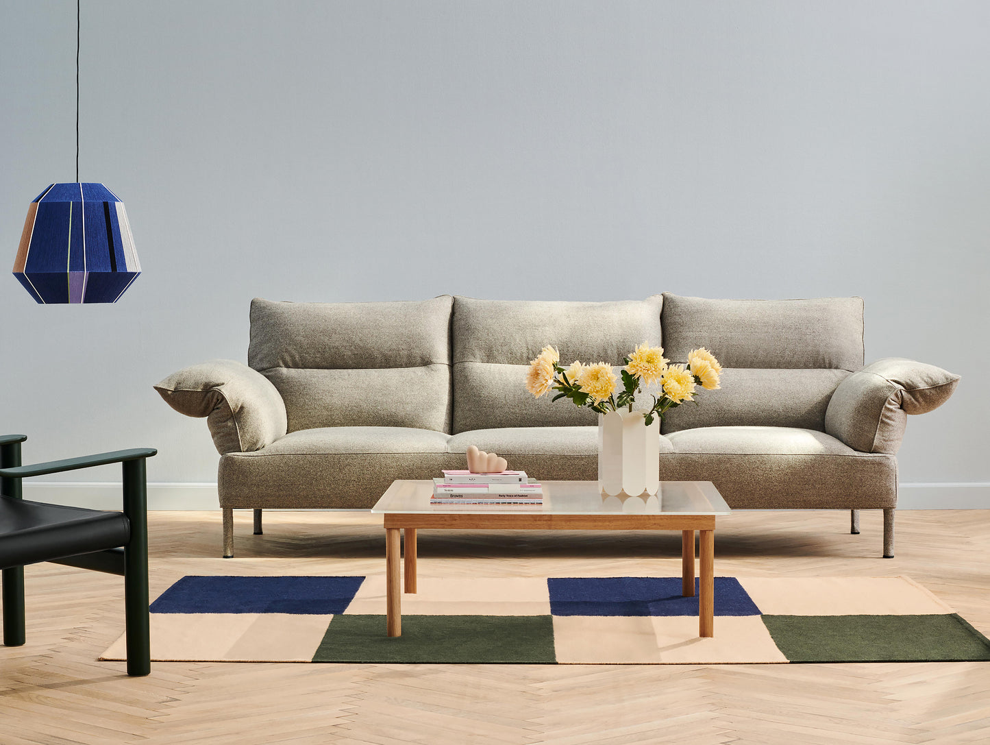 170 x 240 cm / Peach Green Check / Ethan Cook Flat Works Rug by HAY
