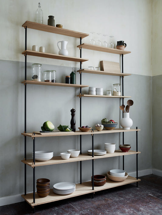 Moebe Shelving System - S.200.2.D Set in Black / Oiled Oak
