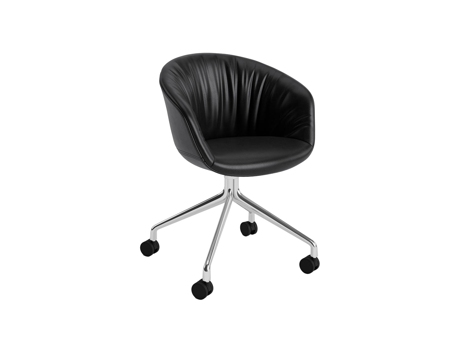 About A Chair AAC 25 Soft by HAY - Black Sense Leather / Polished Aluminium