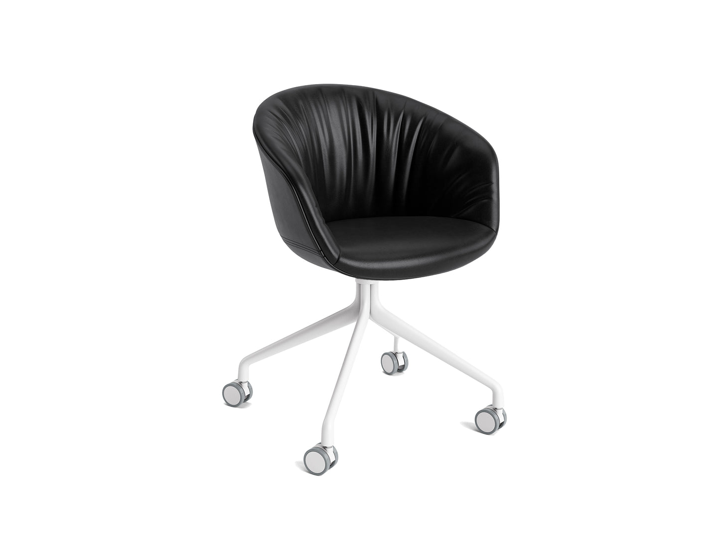 About A Chair AAC 25 Soft by HAY - Black Sense Leather / White Powder Coated Aluminium