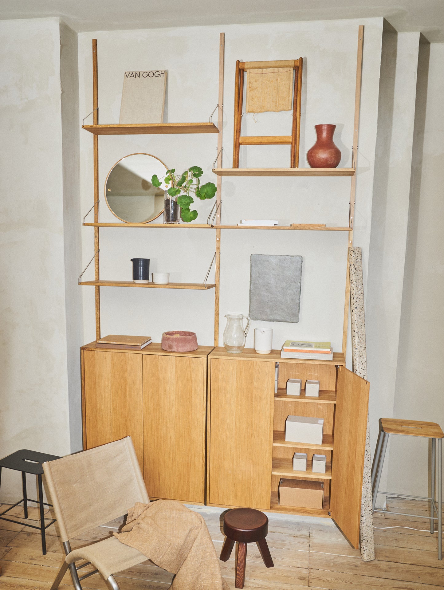 H1852 Cabinet Section (Large) in Oiled Oak with 3 x Shelves