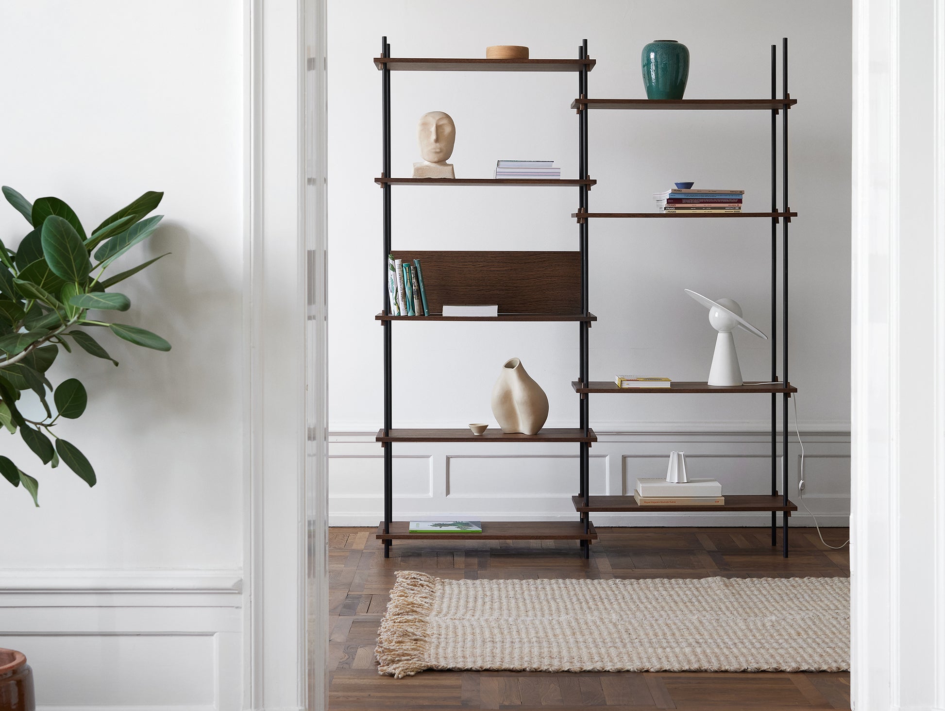 Moebe Shelving System - S.200.2.A Set in Black / Smoked Oak