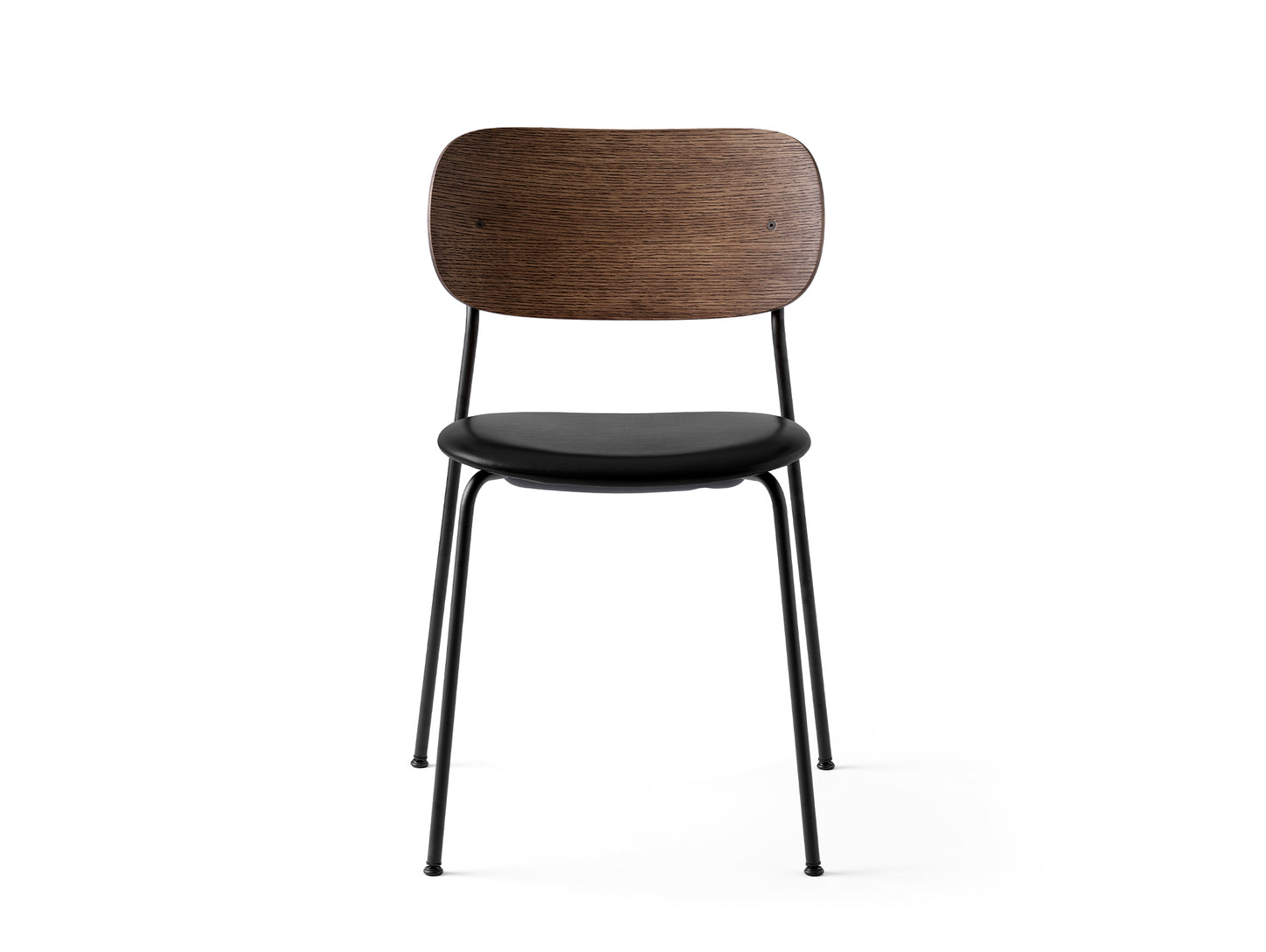 Co Dining Chair Upholstered by Menu - Without Armrest / Black Powder Coated Steel / Dark Oak / Dakar Black Leather