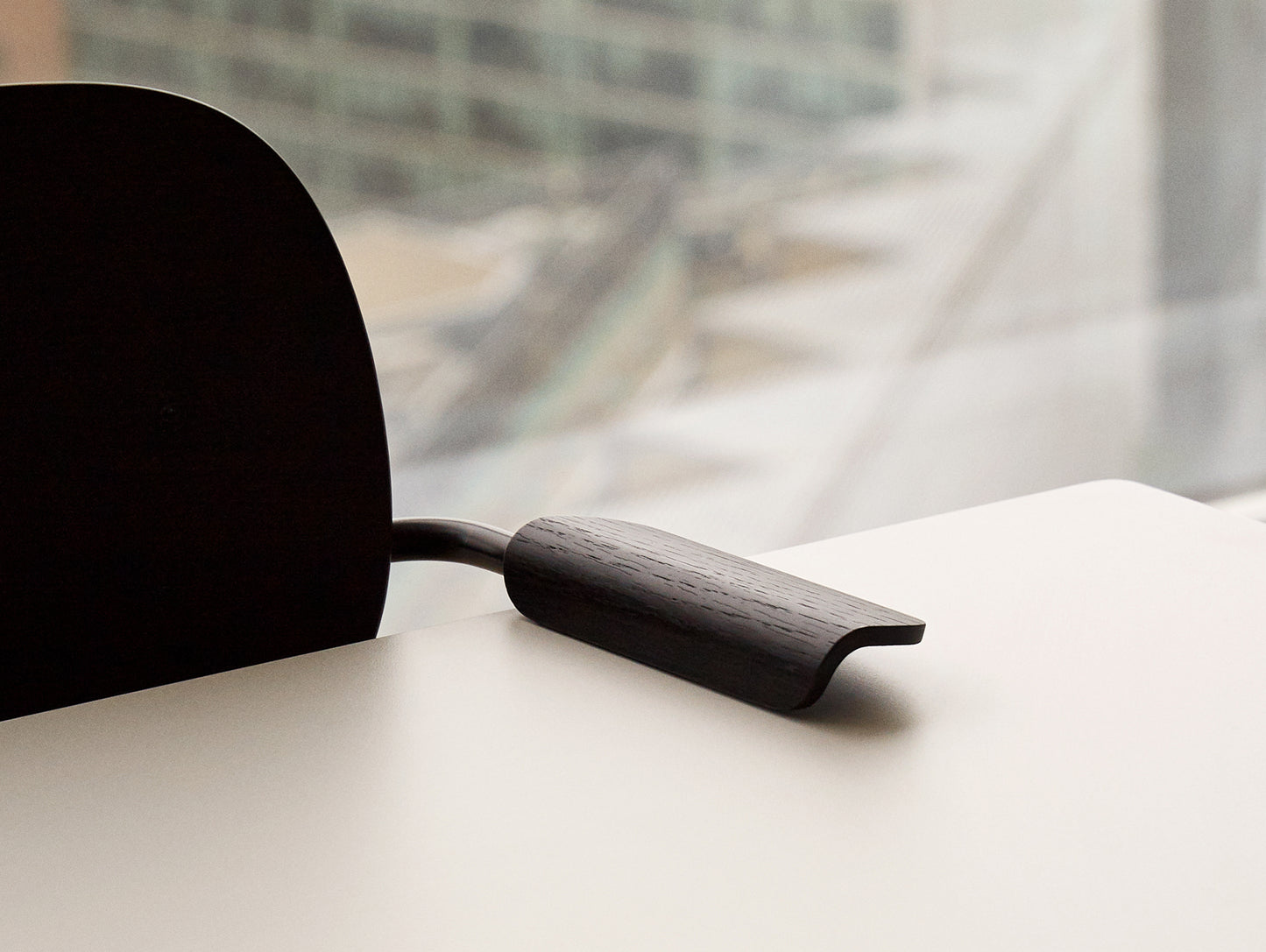 Co Dining Chair Upholstered by Menu - With Armrest / Black Powder Coated Steel / Black Oak