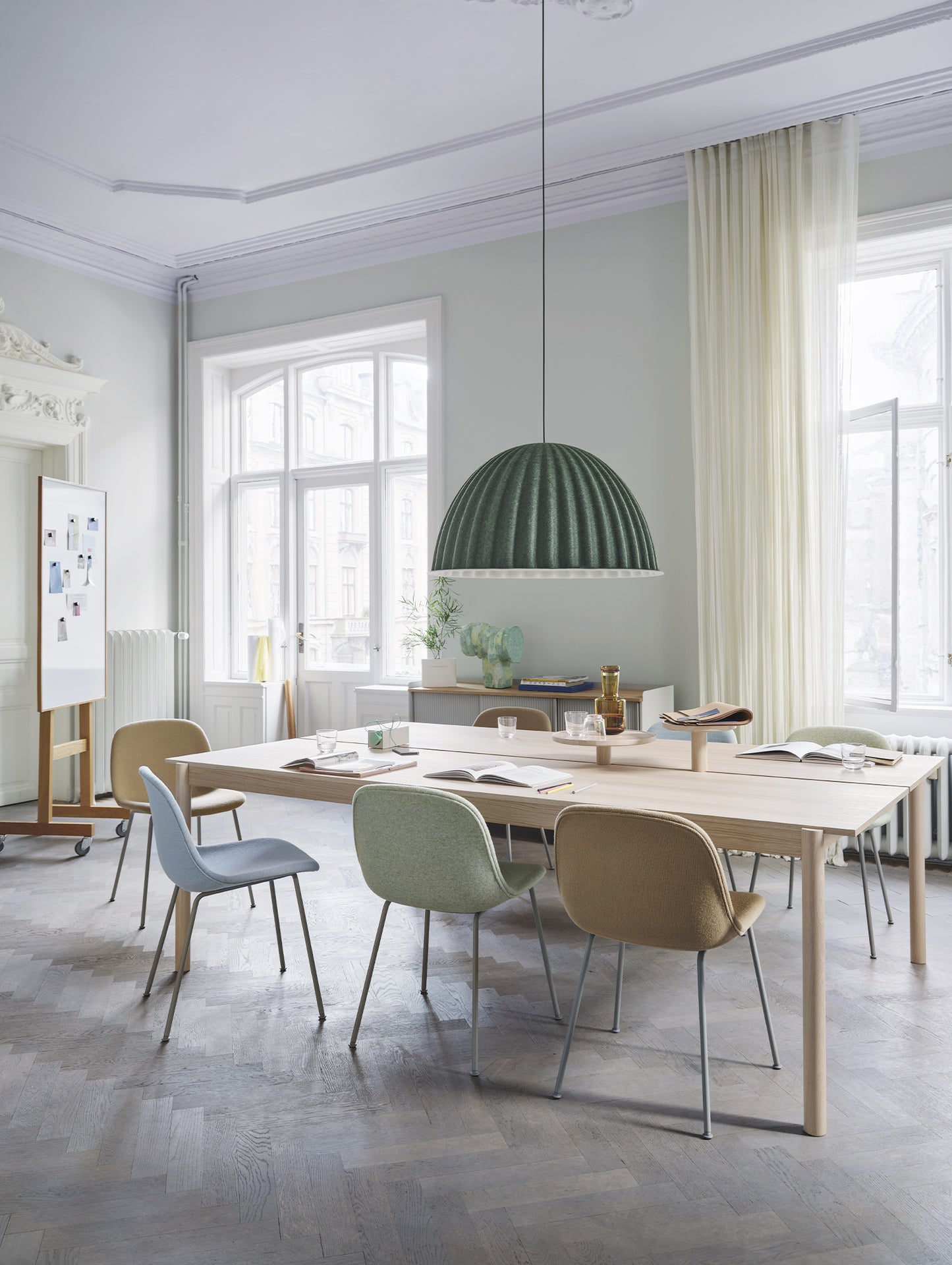 Fiber Side Chair Upholstered with Metal Base