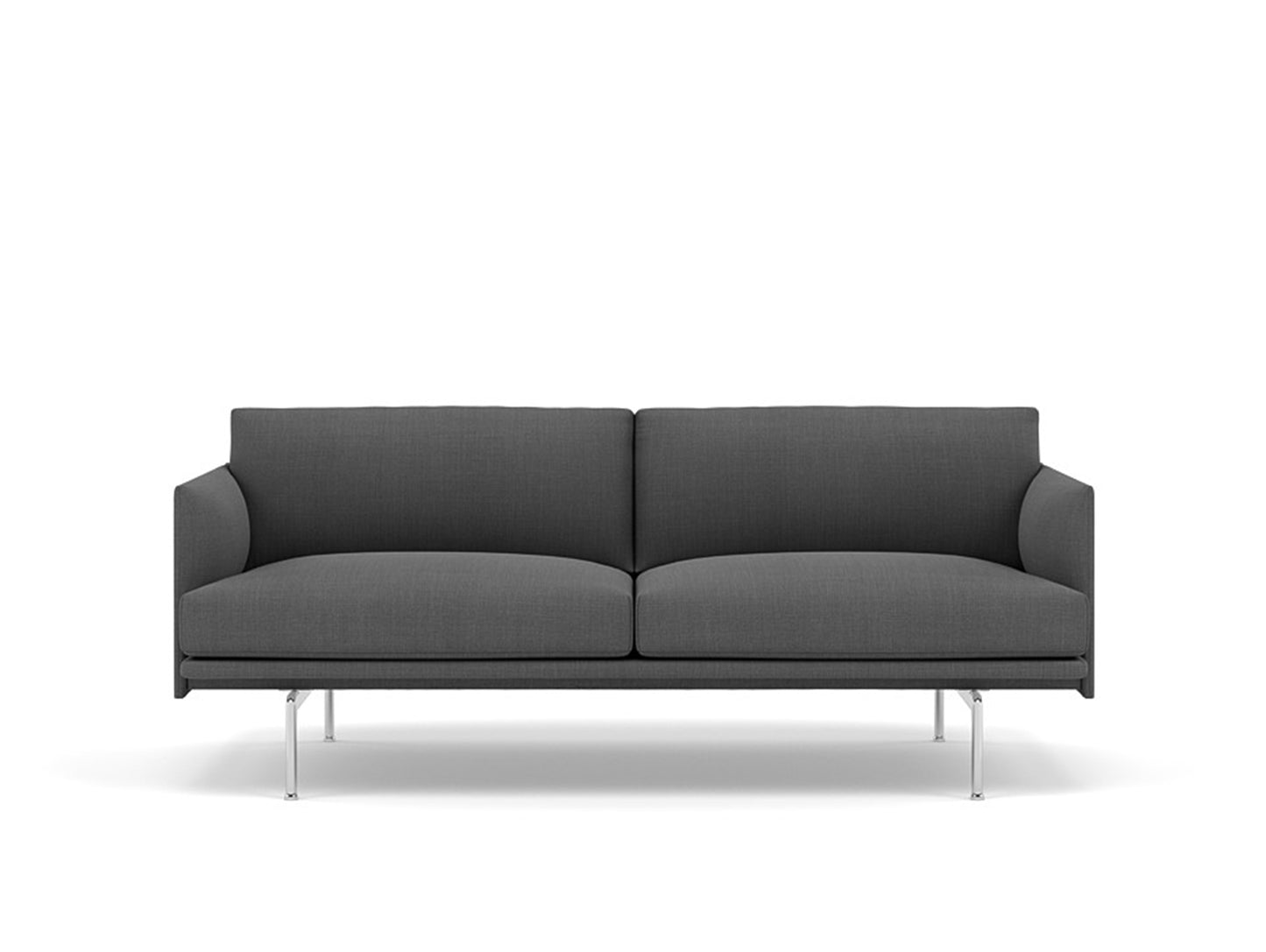 Muuto Outline 2 Seater Sofa - Polished Aluminium Base / remix 163