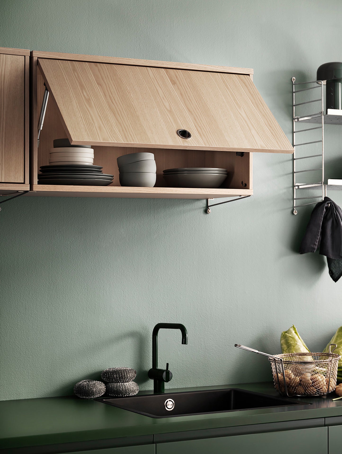 String System Cabinet with Flip Door in Ash