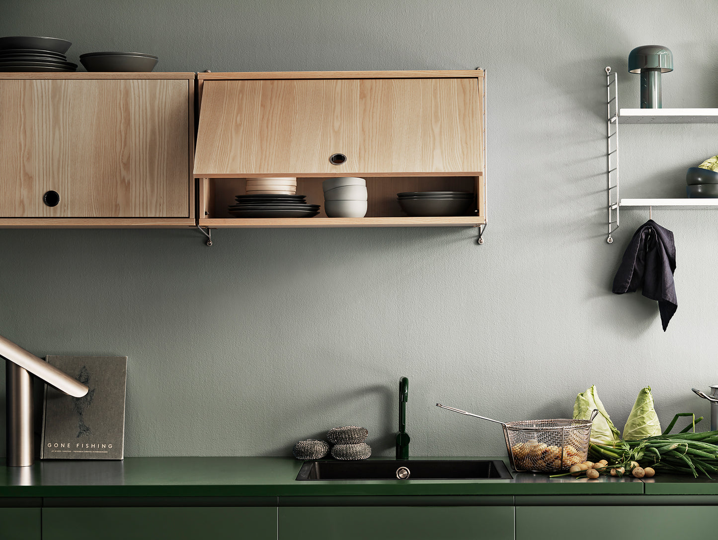 String System Cabinet with Flip Door in Ash